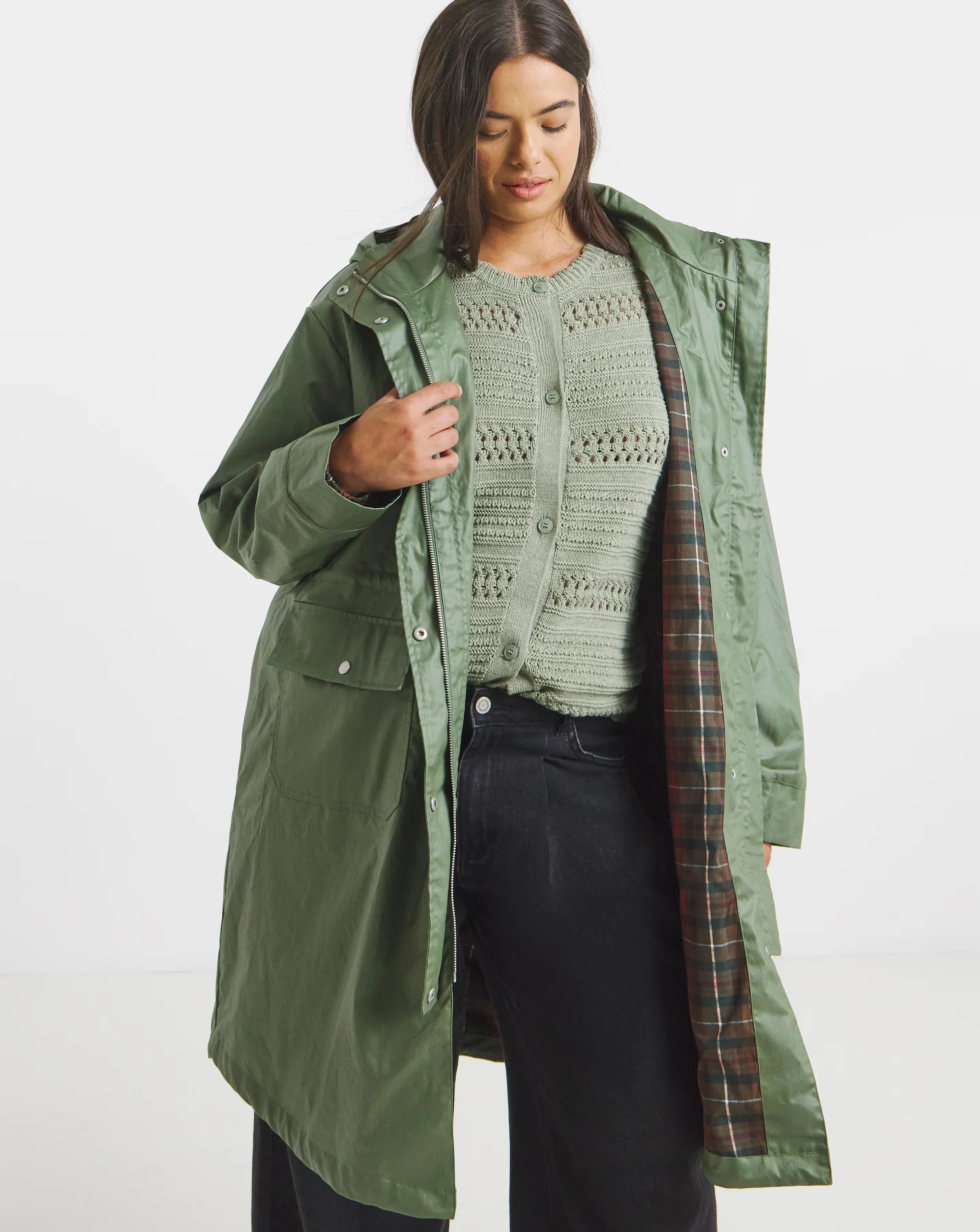Olive Double Pocket Detail Rubberised Coat 1 62883-olive-double-pocket-detail-rubberised-coat-1.webp