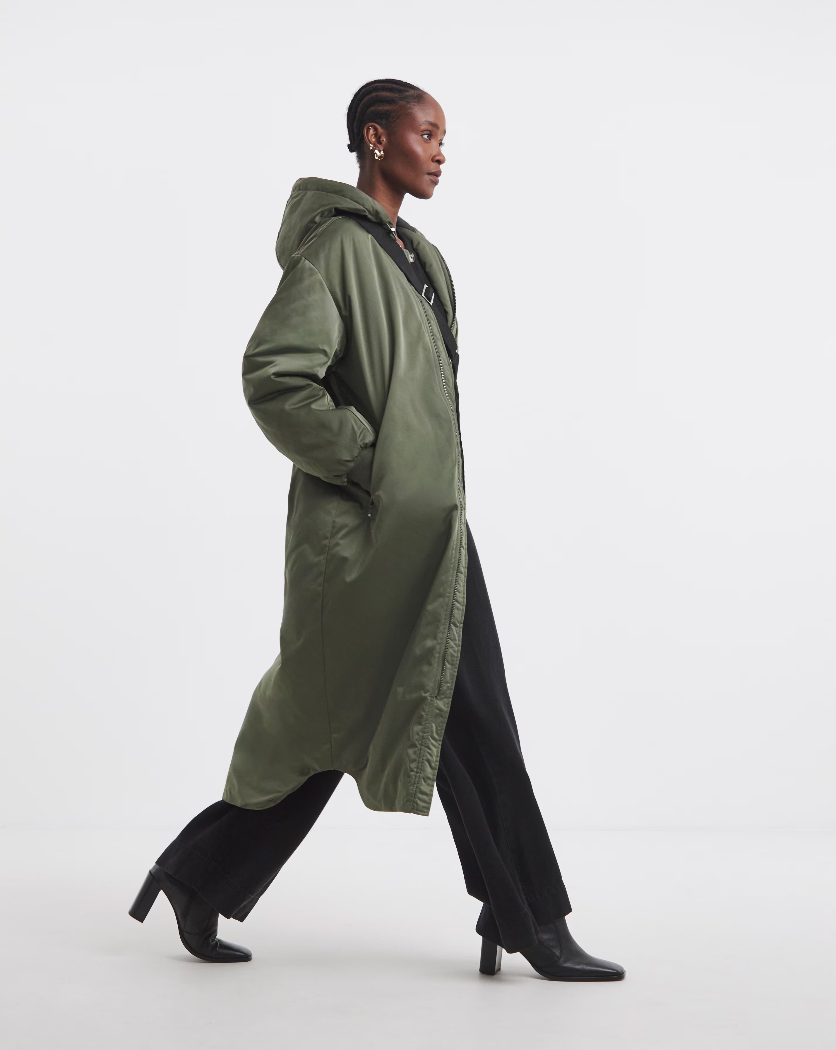 Olive Hooded Longline Bomber