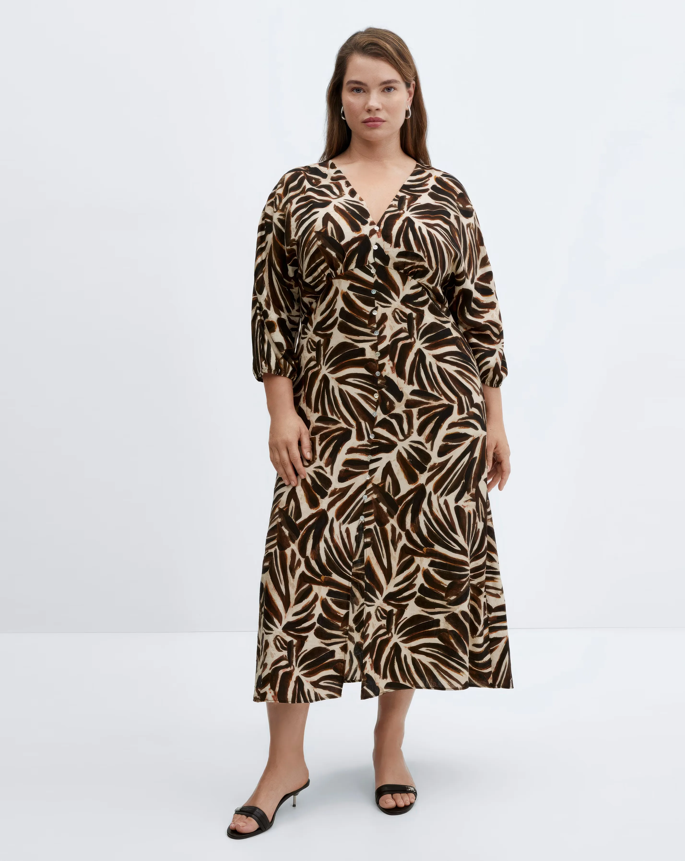 Mango Caludie V-Neck Midi Dress