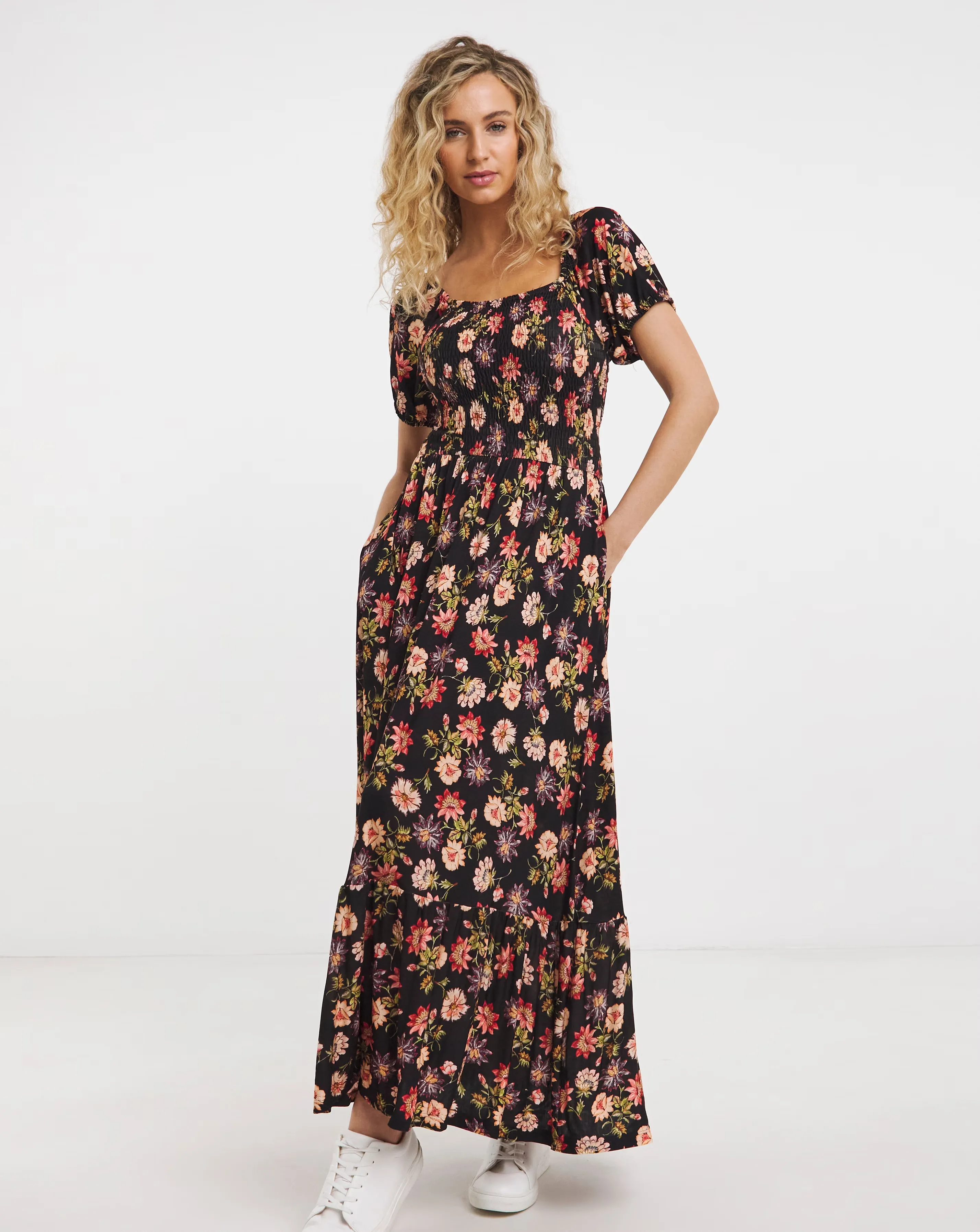 Joe Browns Shirred Floral Jersey Dress