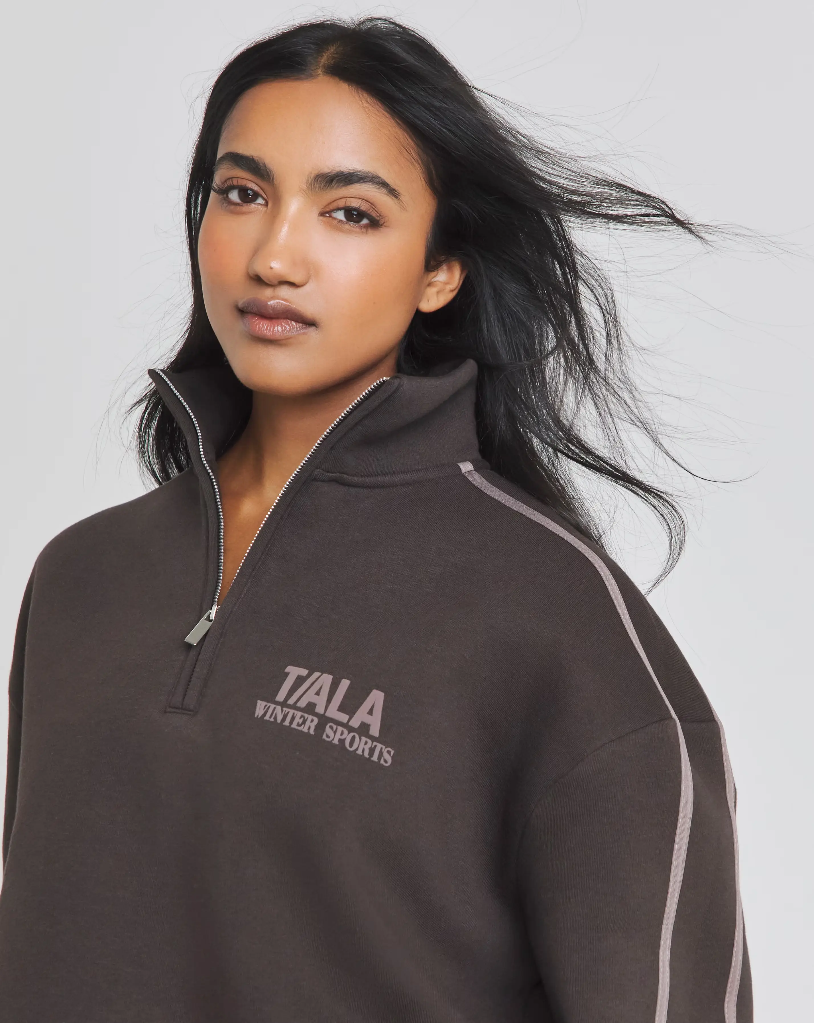 TALA Winter Sports Oversized Quarter Zip Sweatshirt