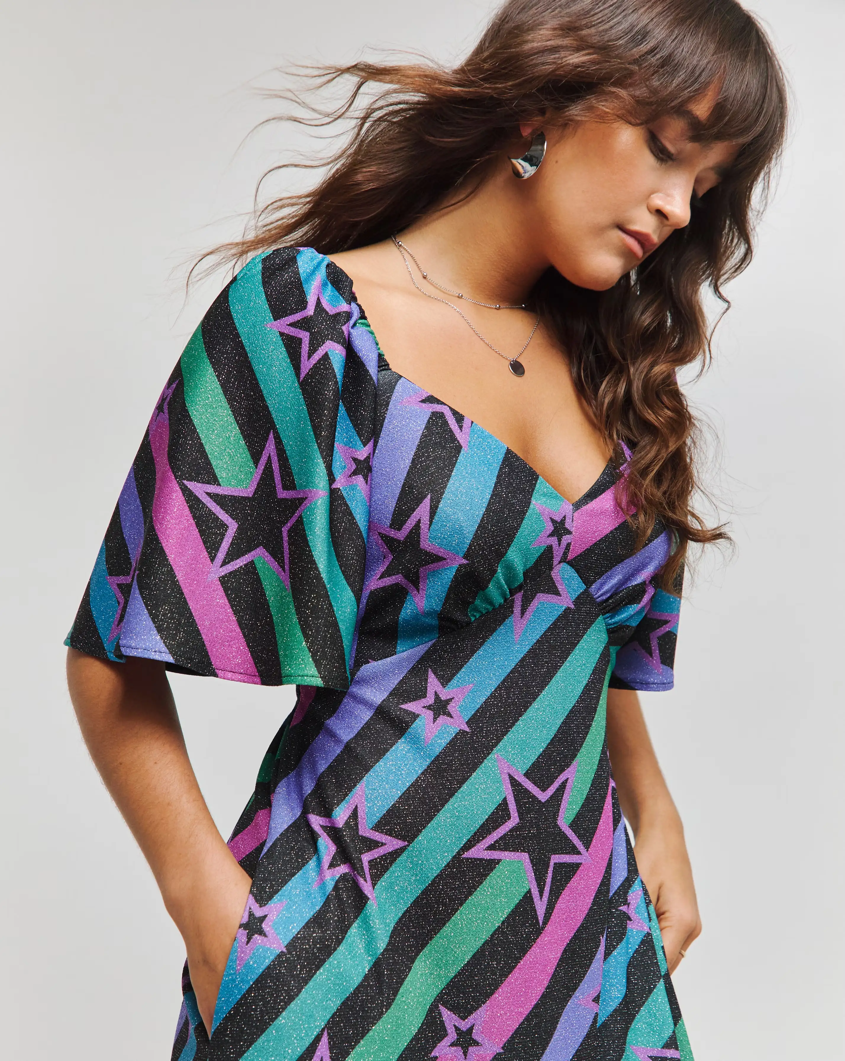 Twisted Wunder Angel Maxi Glitter Lurex Dress