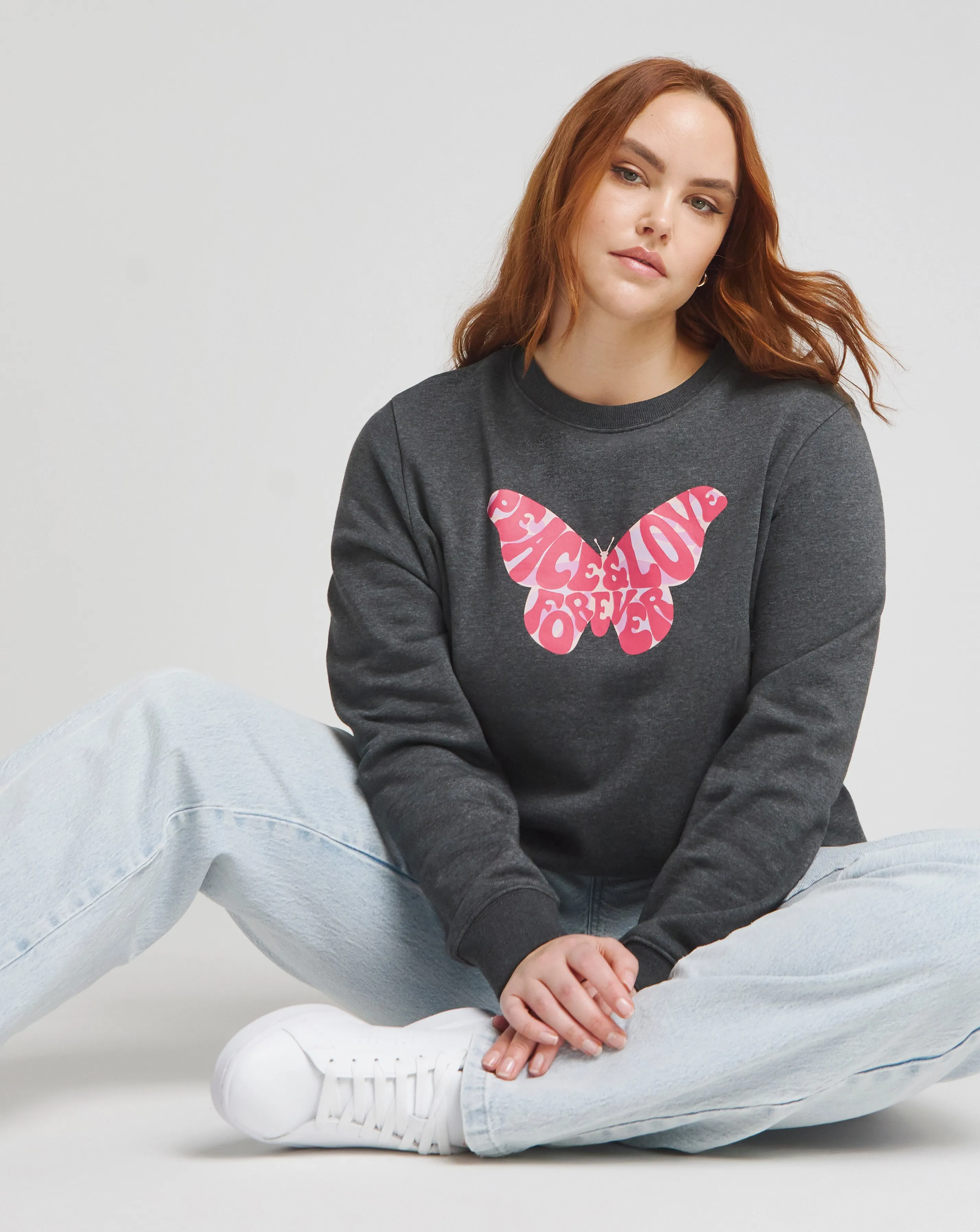 Charcoal Marl Butterfly Slogan Sweatshirt 1 69606-charcoal-marl-butterfly-slogan-sweatshirt-1.webp