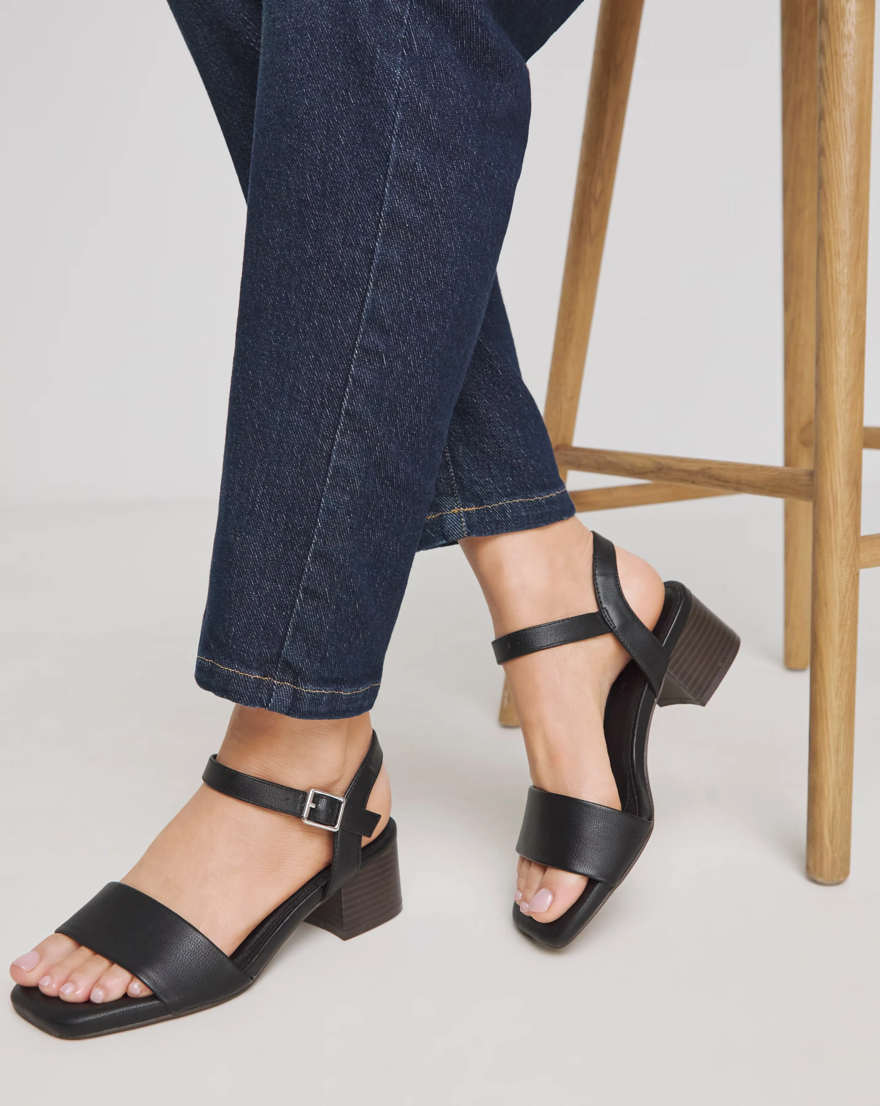 Simply Be Marseille Low Block Heel Barely There Sandals Wide E Fit