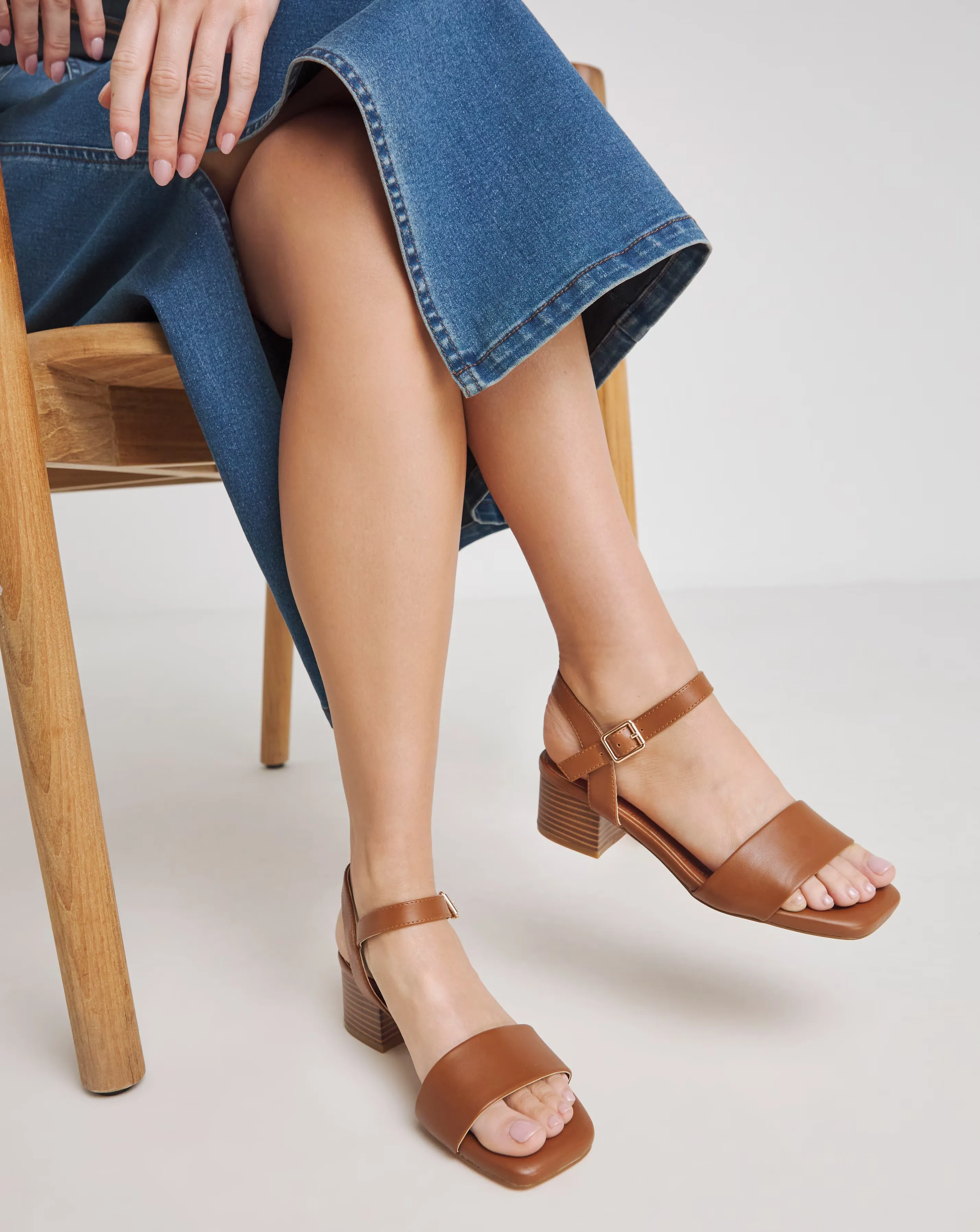 Simply Be Marseille Low Block Heel Barely There Sandals Wide E Fit