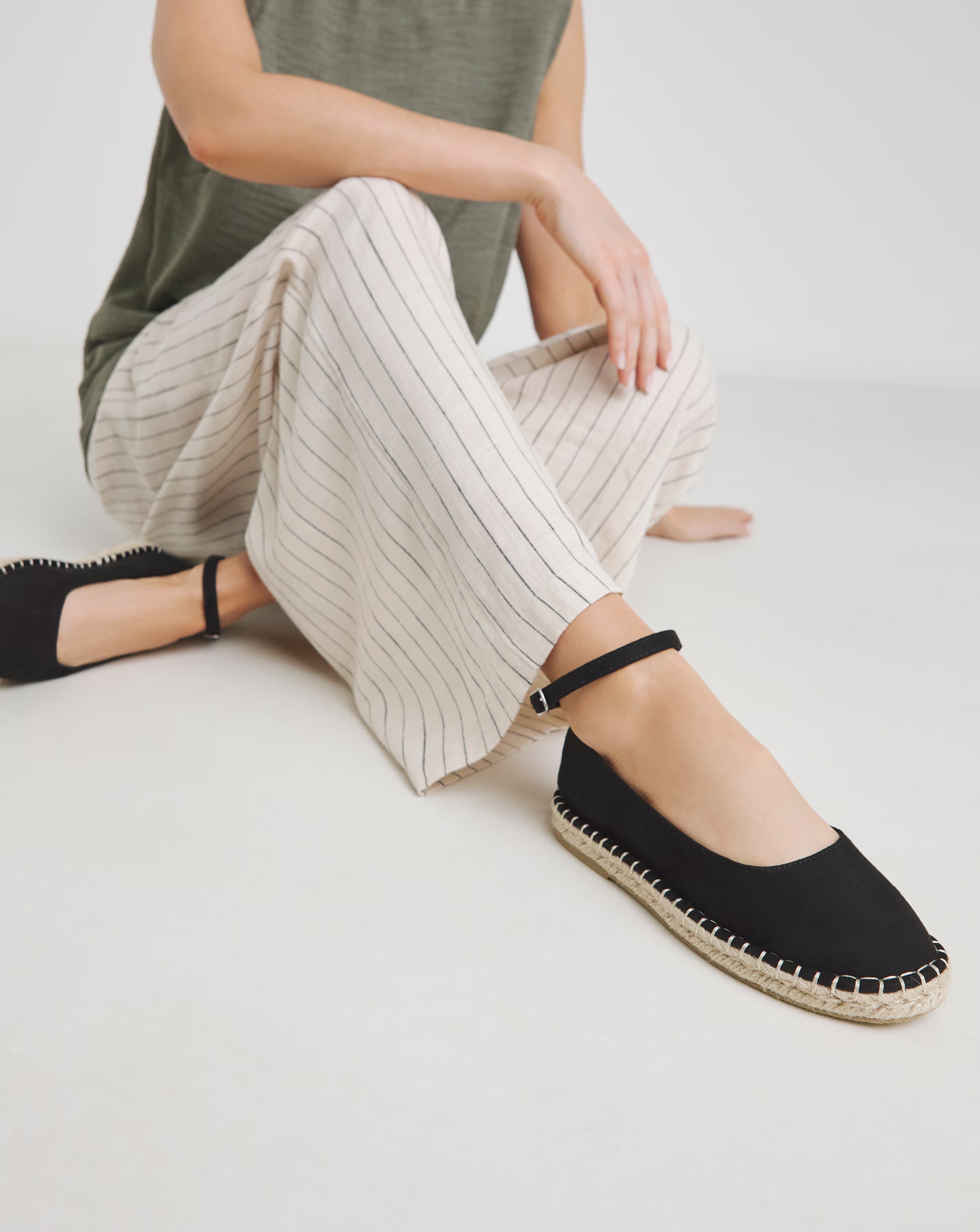 Daphne Espadrille Ballerina With Ankle Strap Wide E Fit