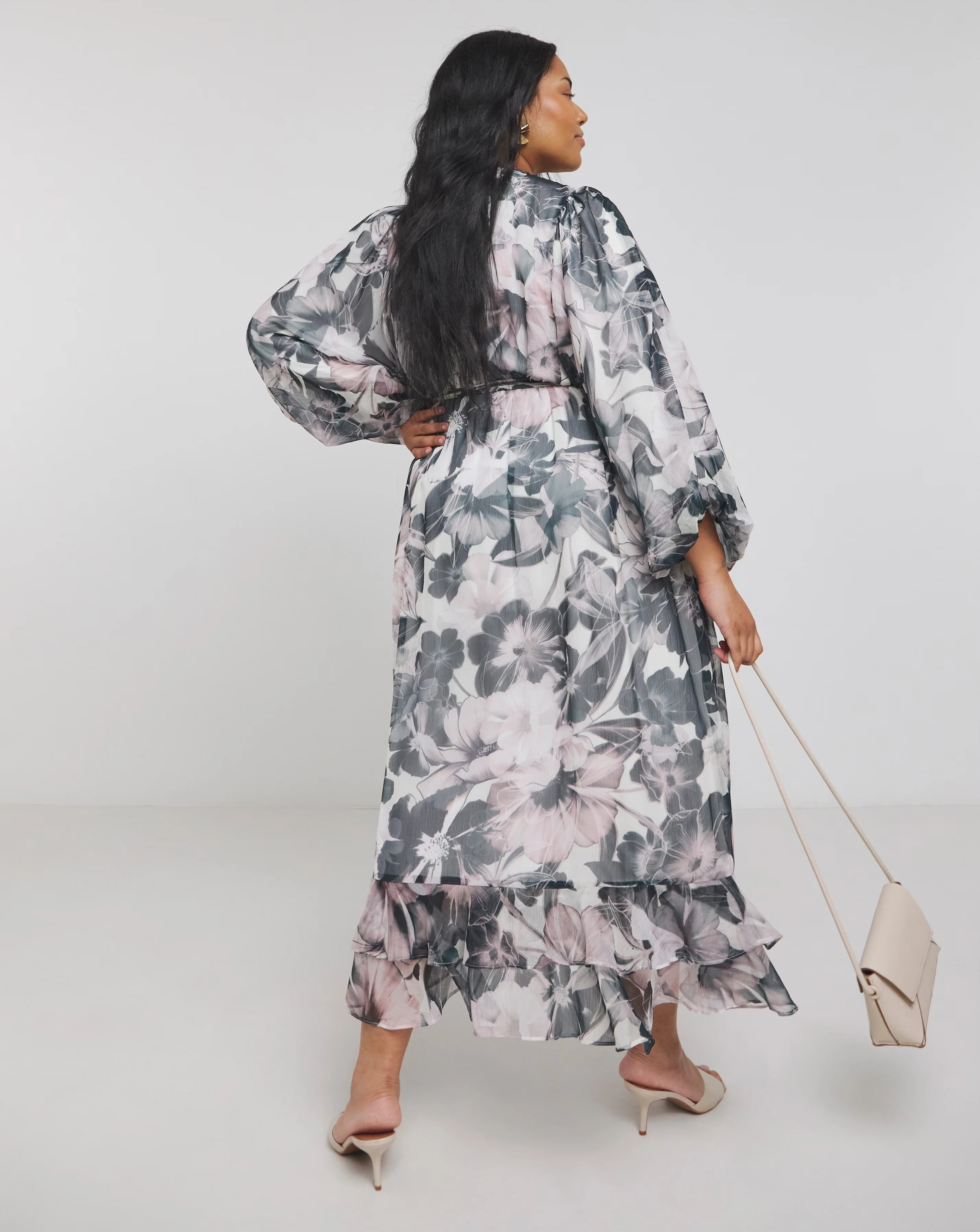 Joanna Hope Maxi Wrap Dress With Ruffles