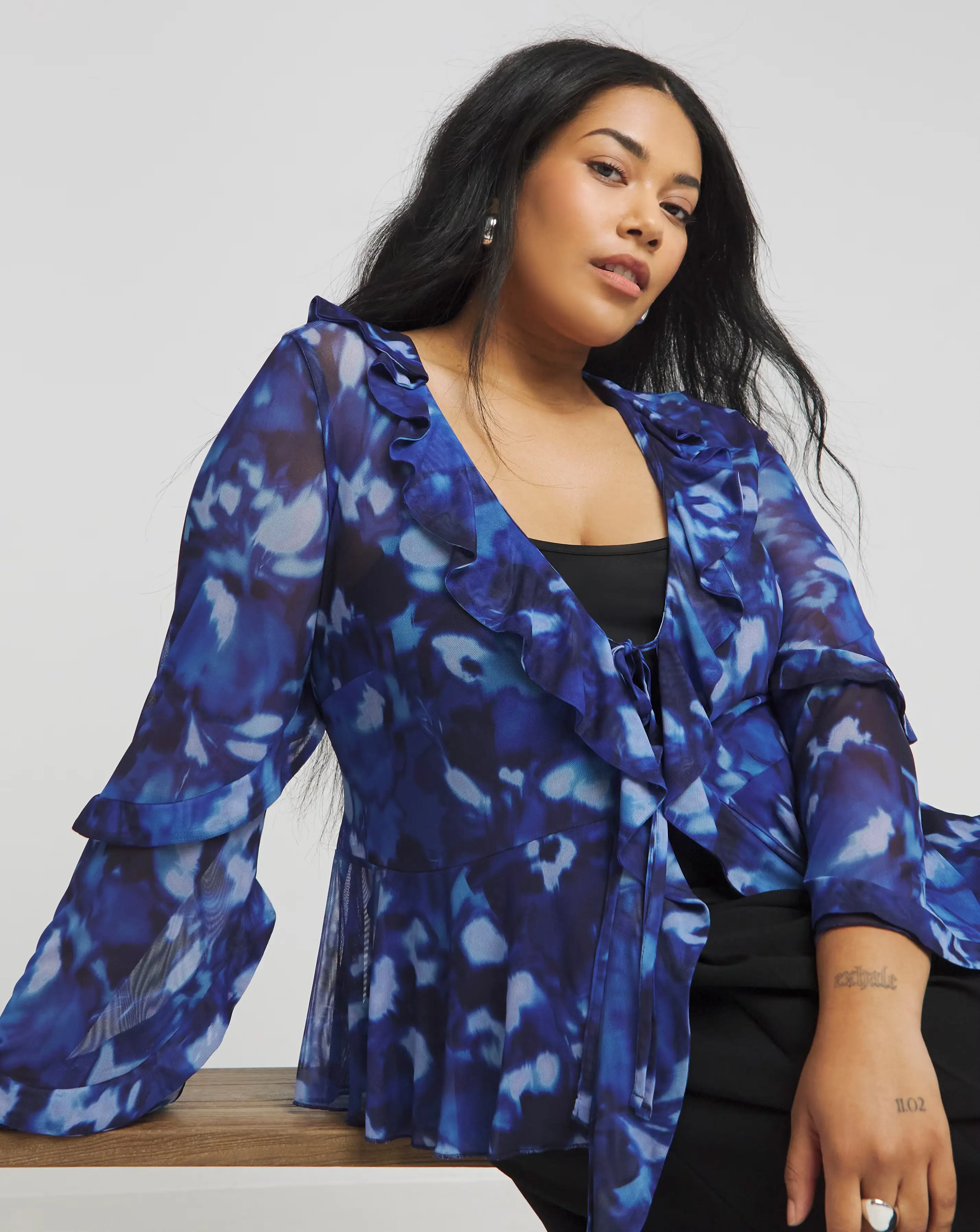 Joanna Hope Mesh Ruffle Blouse 1 71801-joanna-hope-mesh-ruffle-blouse-1.webp