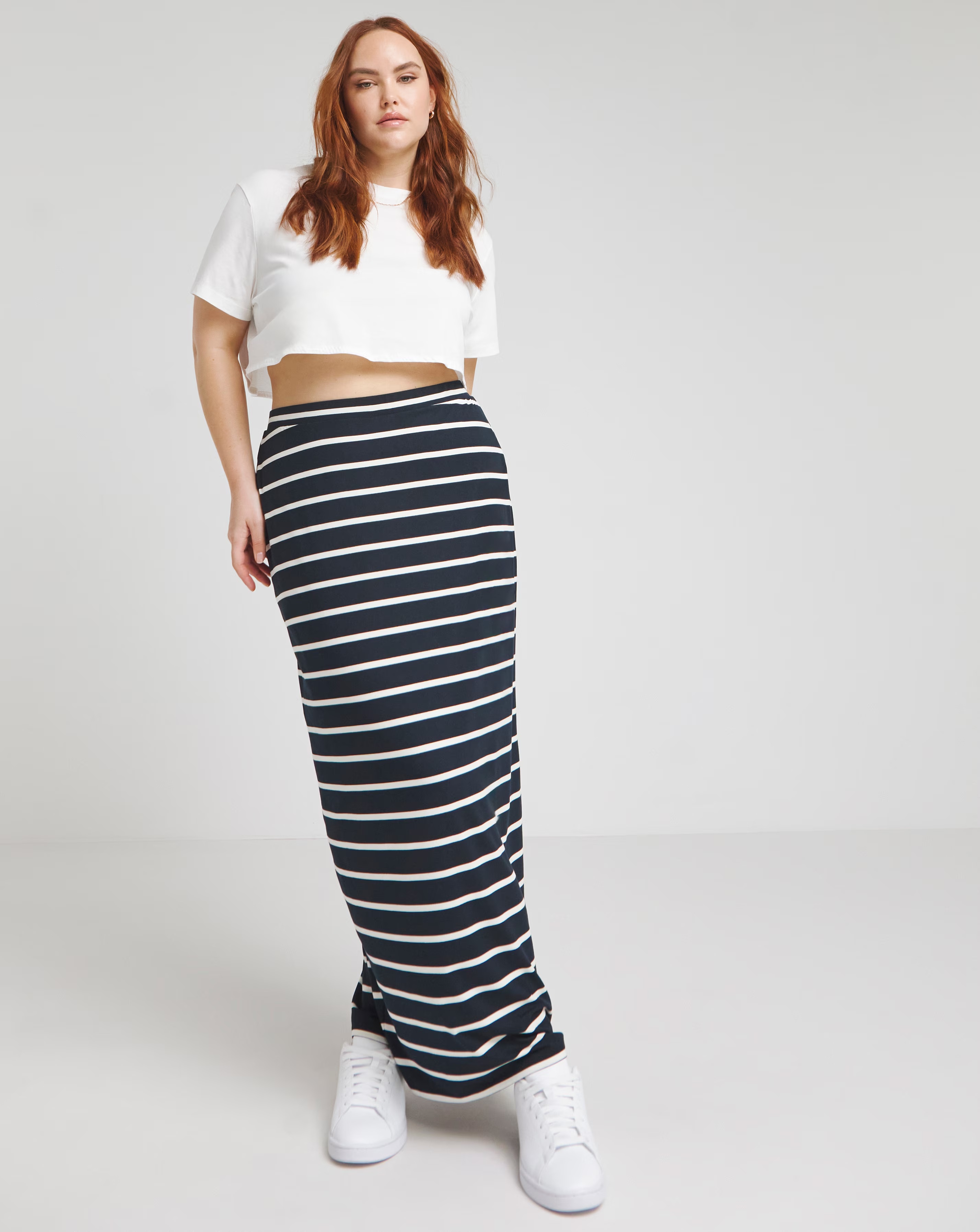 Simply Be Navy Stripe Supersoft Maxi Tube Skirt 1 73207-simply-be-navy-stripe-supersoft-maxi-tube-skirt-1.jpg