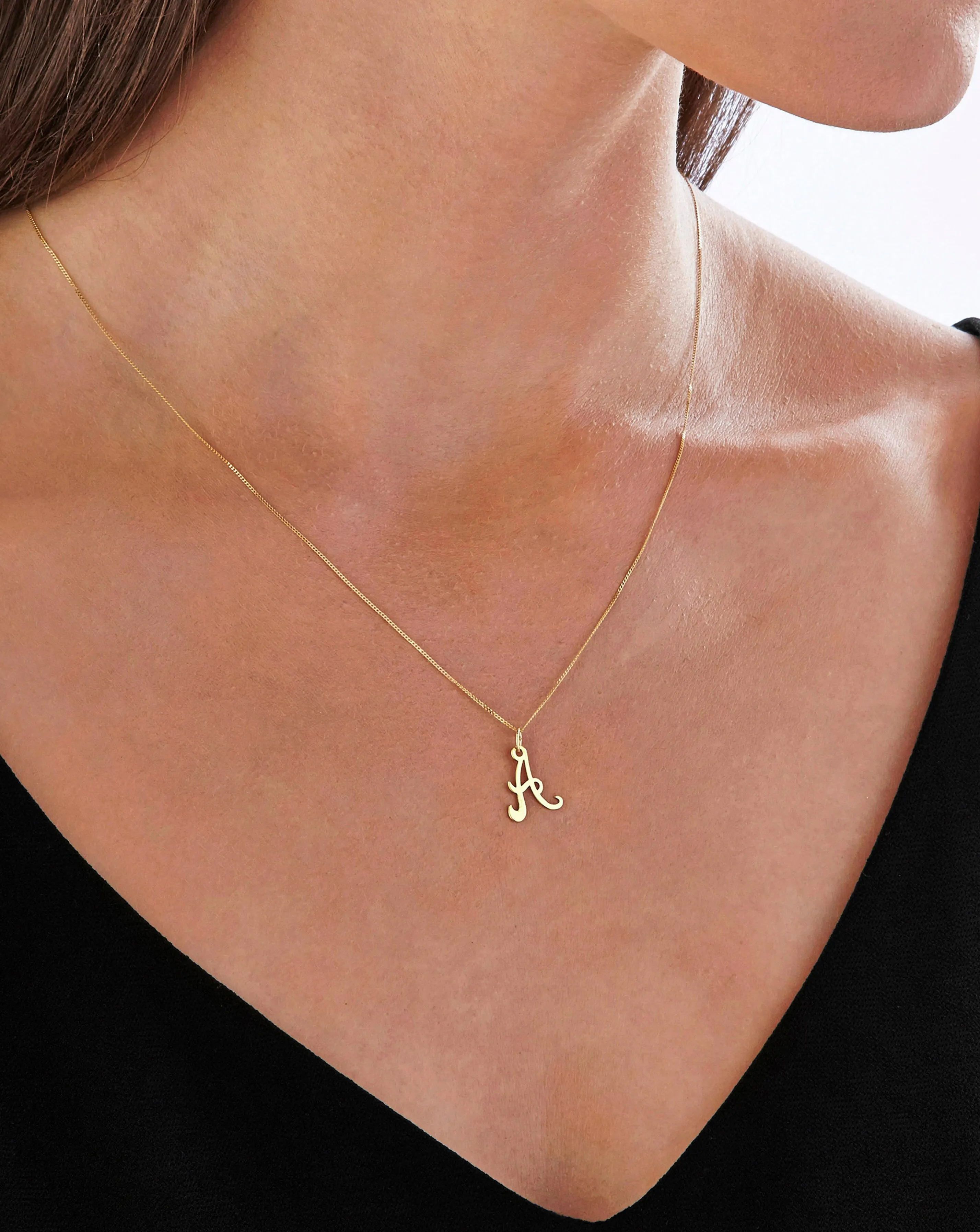 9 Carat Gold Initial Necklace - 16inch Chain