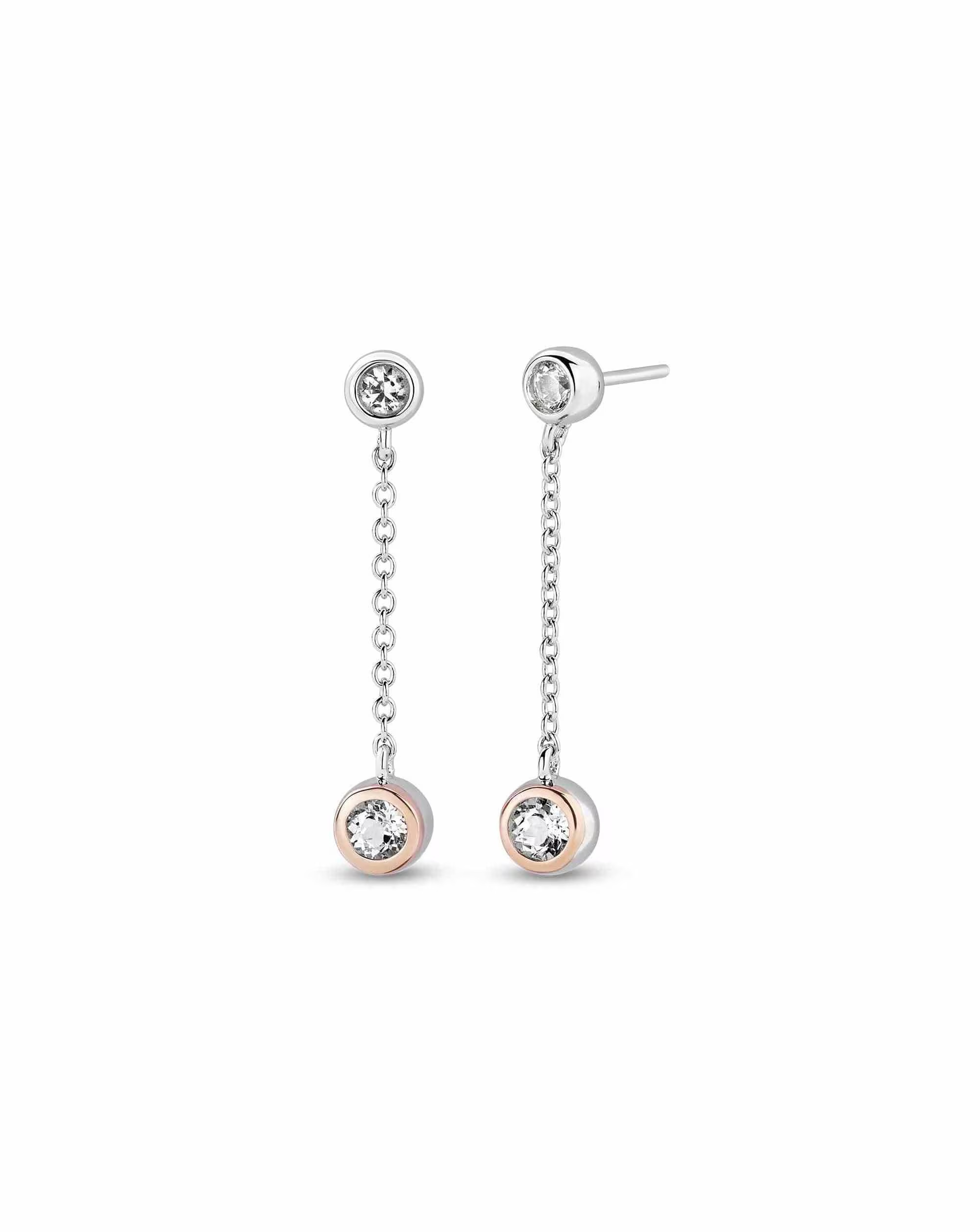 Clogau Celebration Sterling Silver Drop Chain Earrings with Topaz