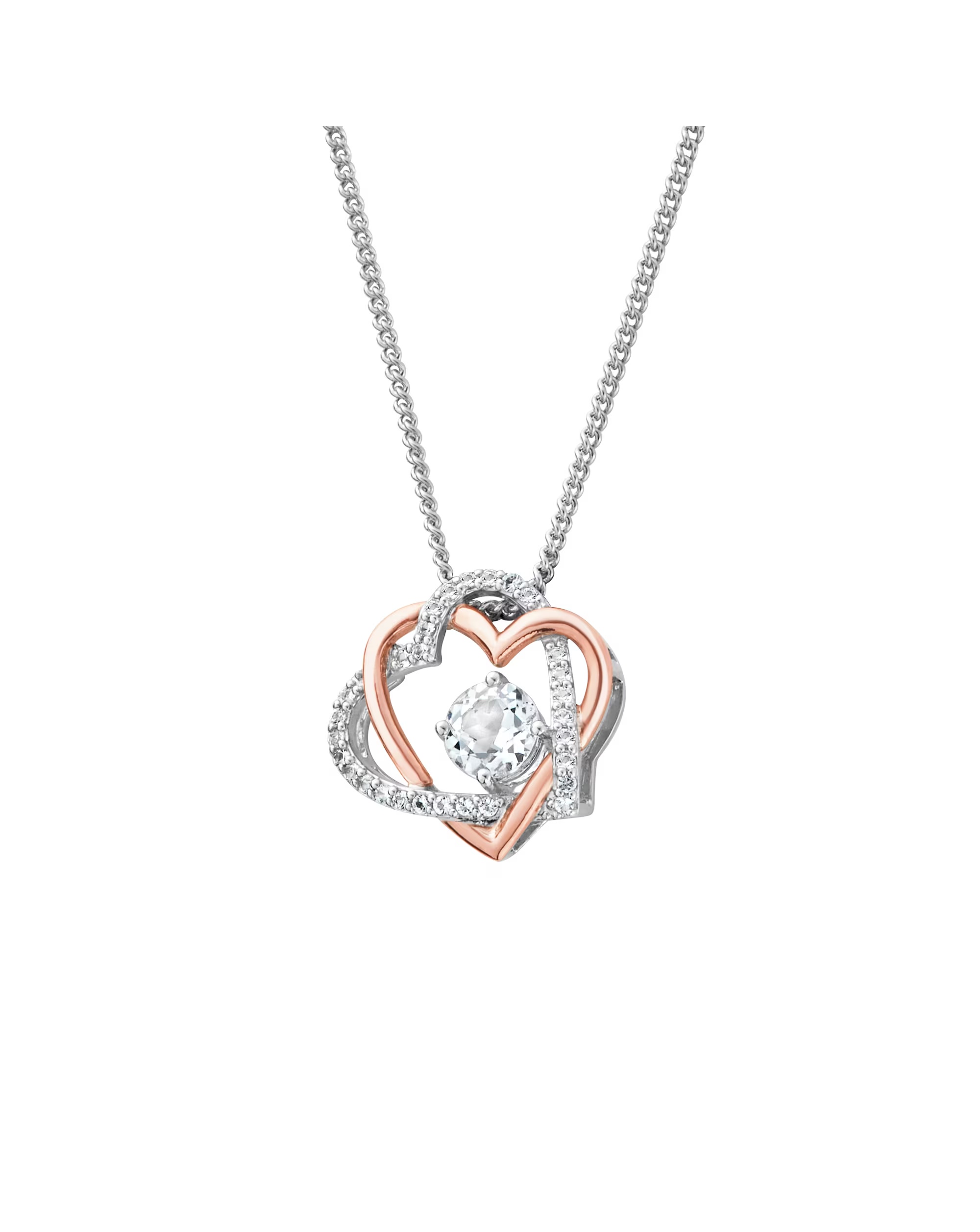 Clogau Forever Yours Sterling Silver Heart Pendant with Topaz
