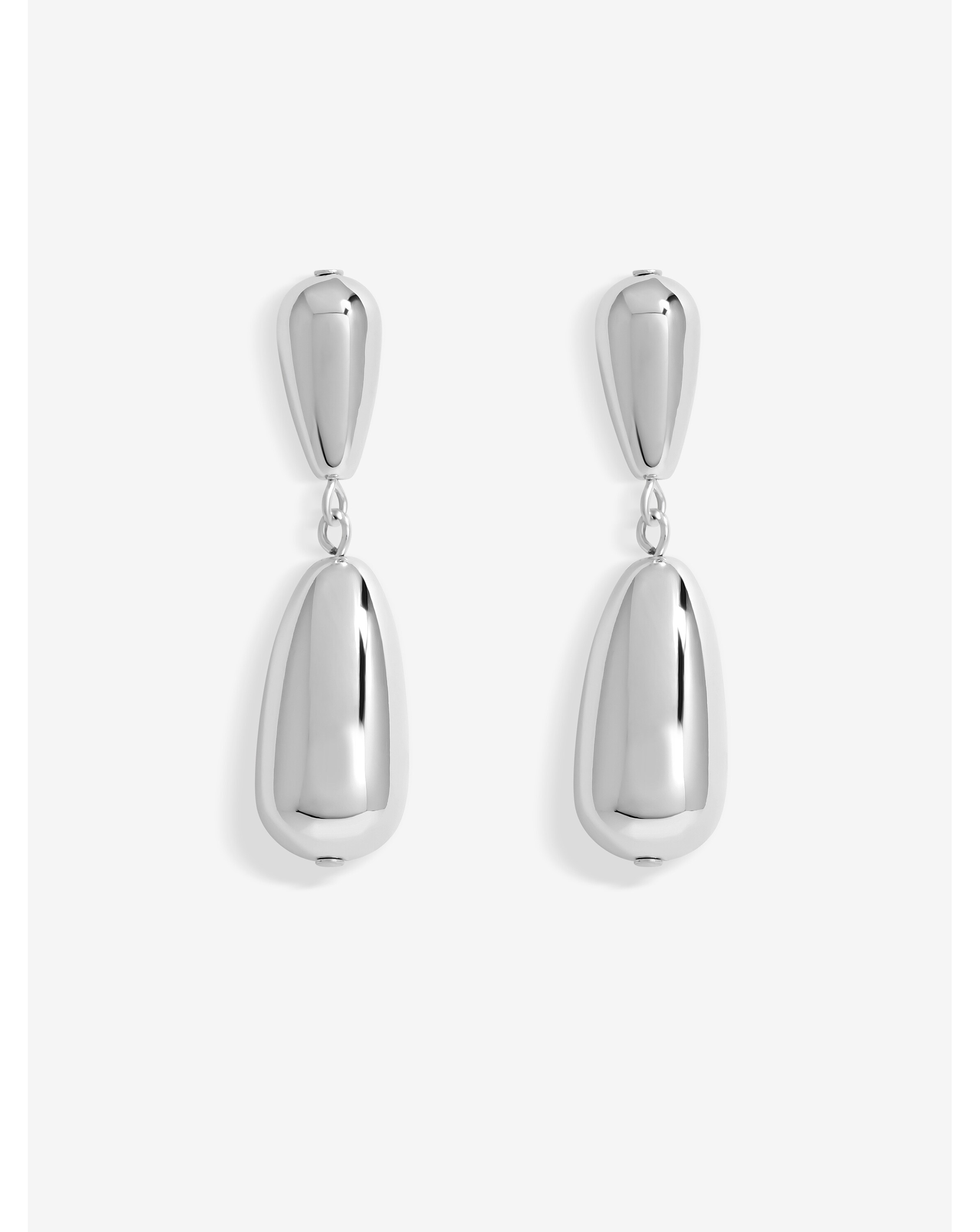 Mood Silver Polished Dome Drop Earrings