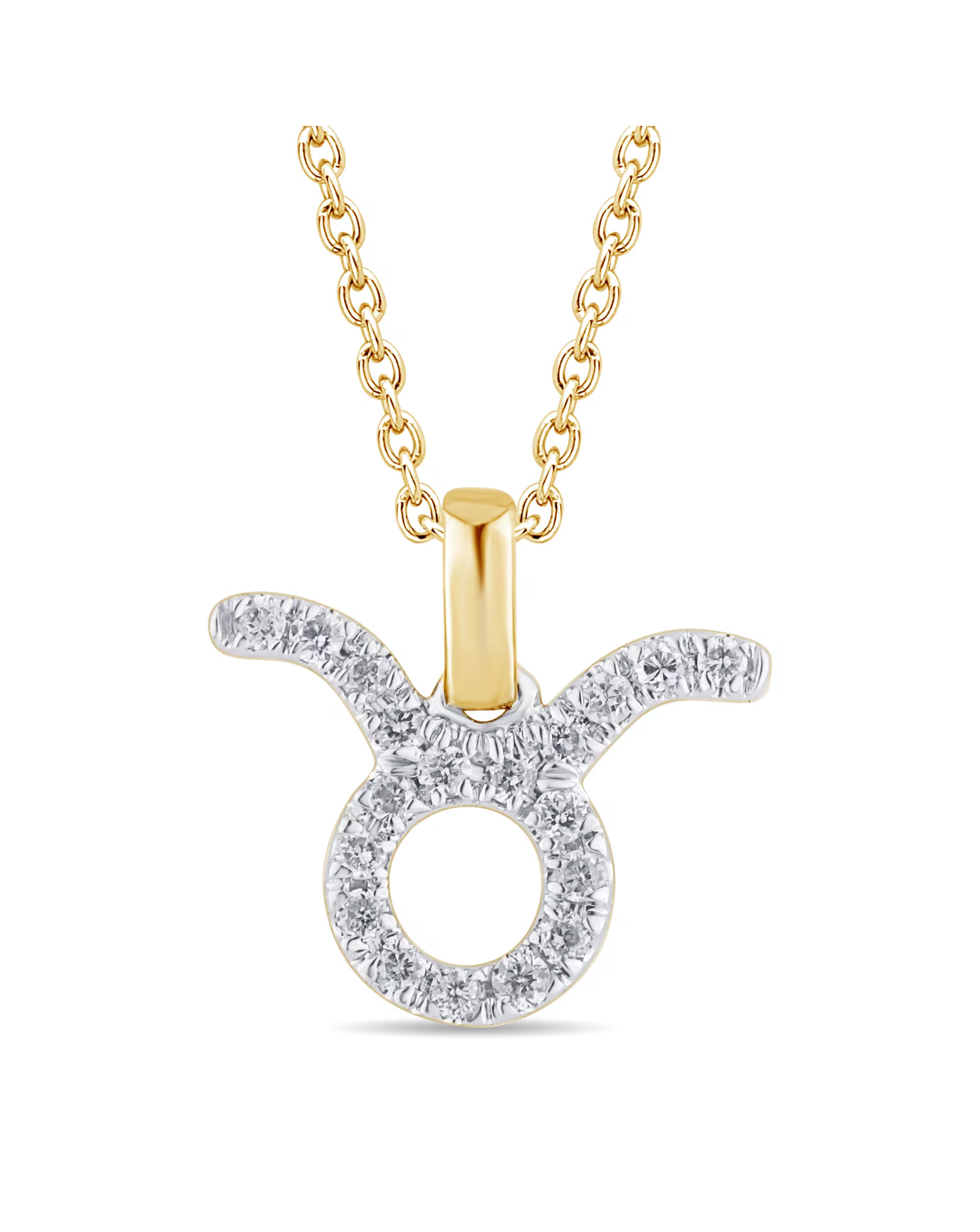 9ct Gold Diamond Taurus Pendant on 18 inch chain