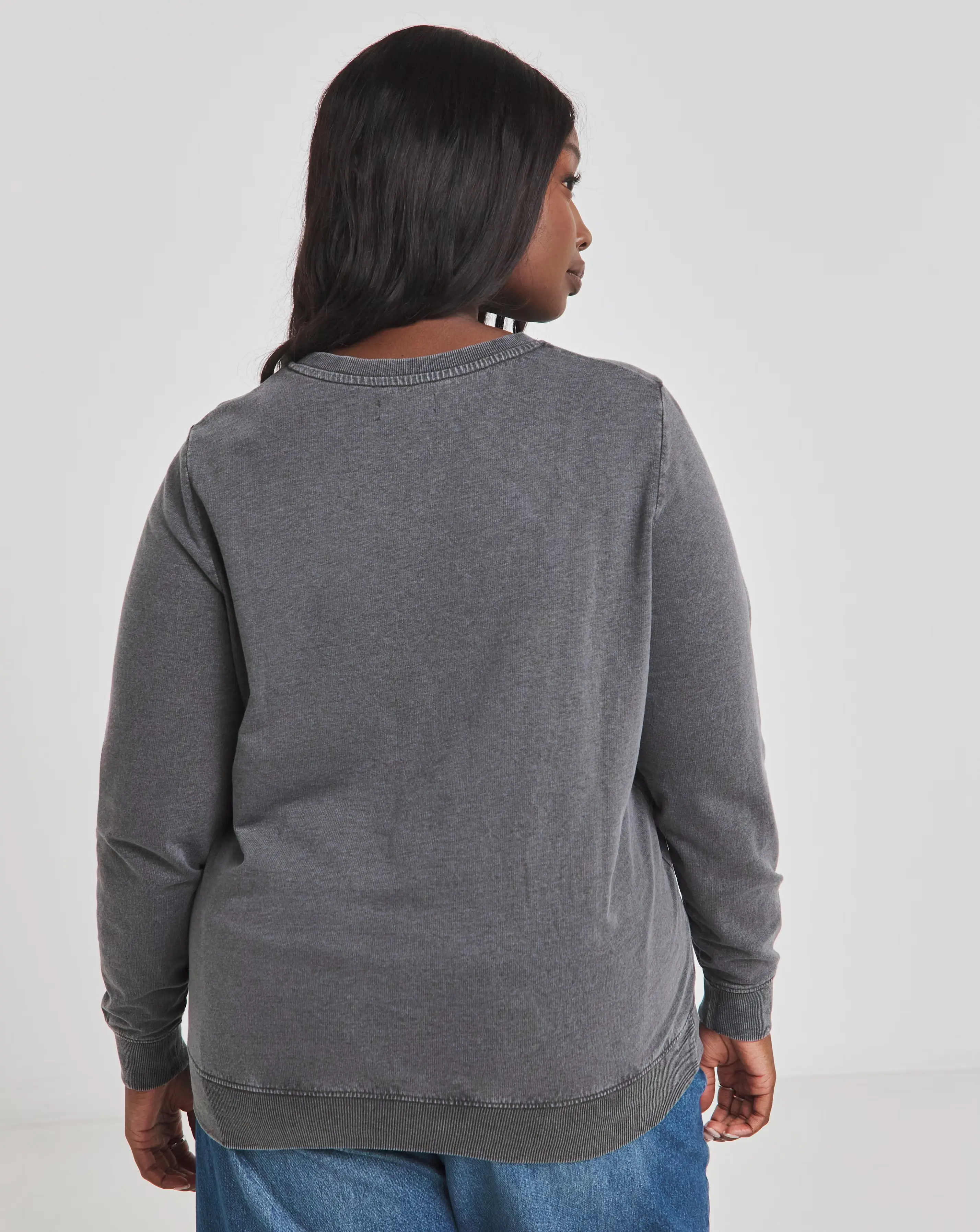 Acid Wash Rock and Roll Slogan Sweatshirt