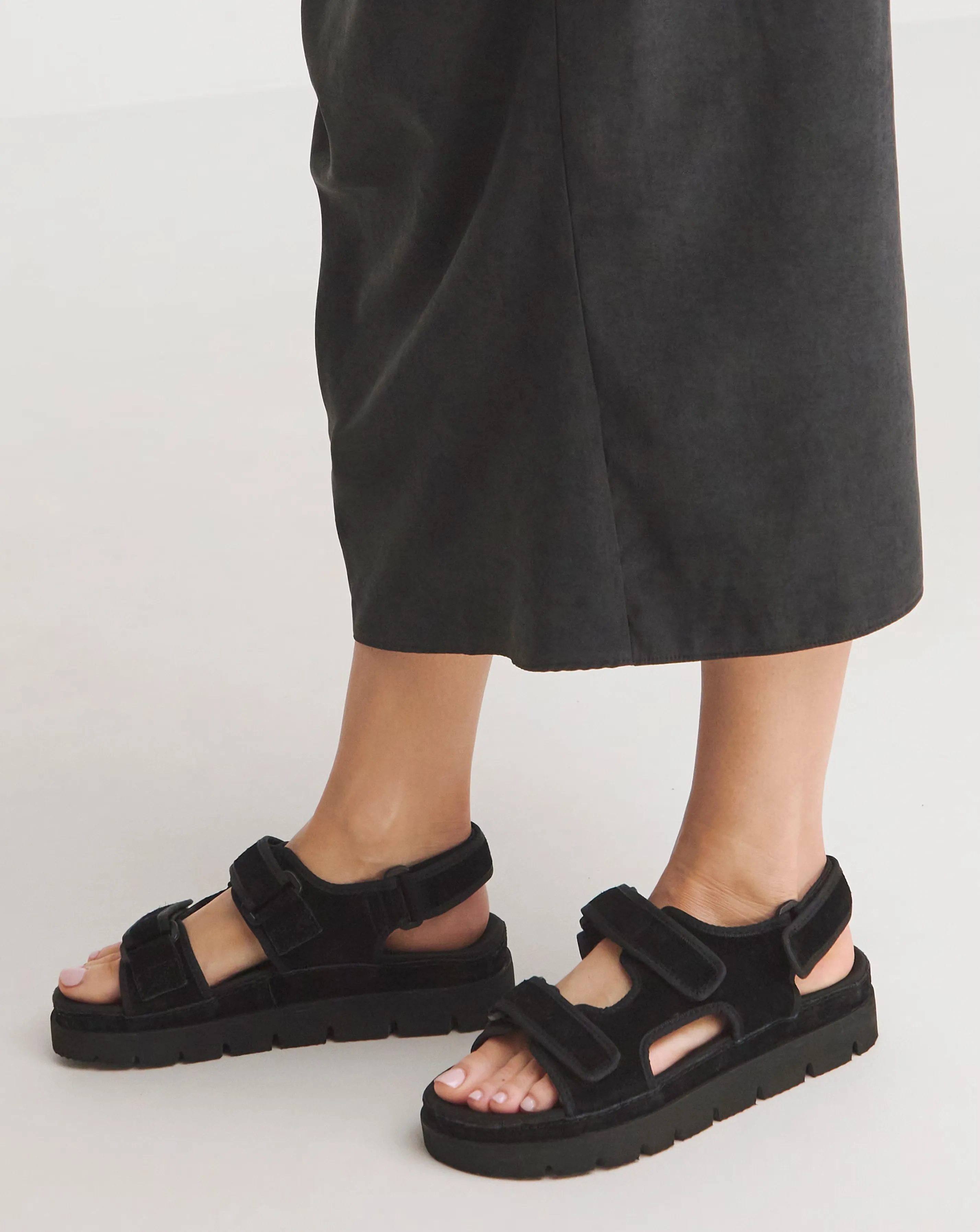Simply Be Tyla Strappy Suede Touch and Close Sandals Wide E Fit