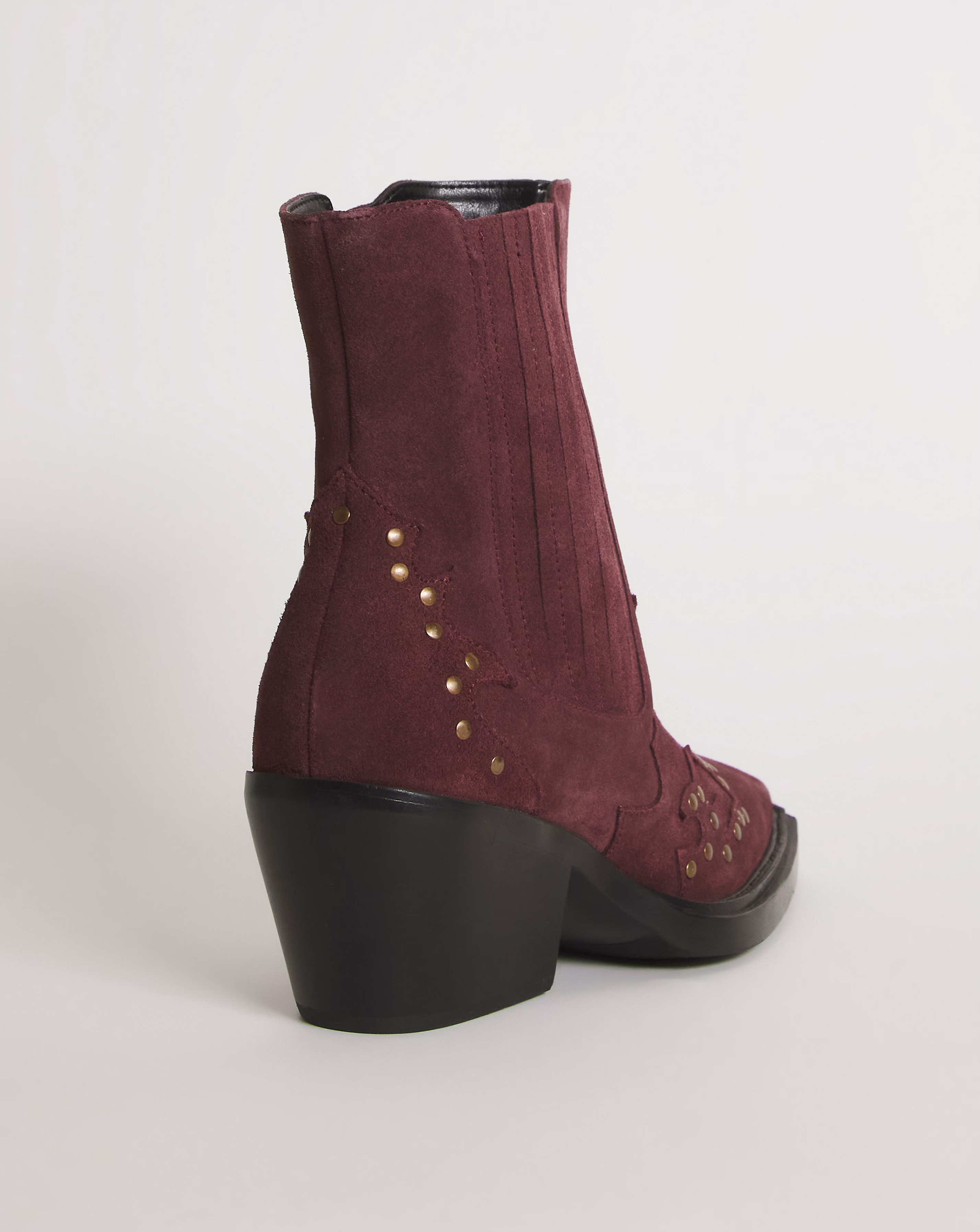 Zia Suede Studded Western Cowboy Ankle Boots Ex Wide EEE Fit