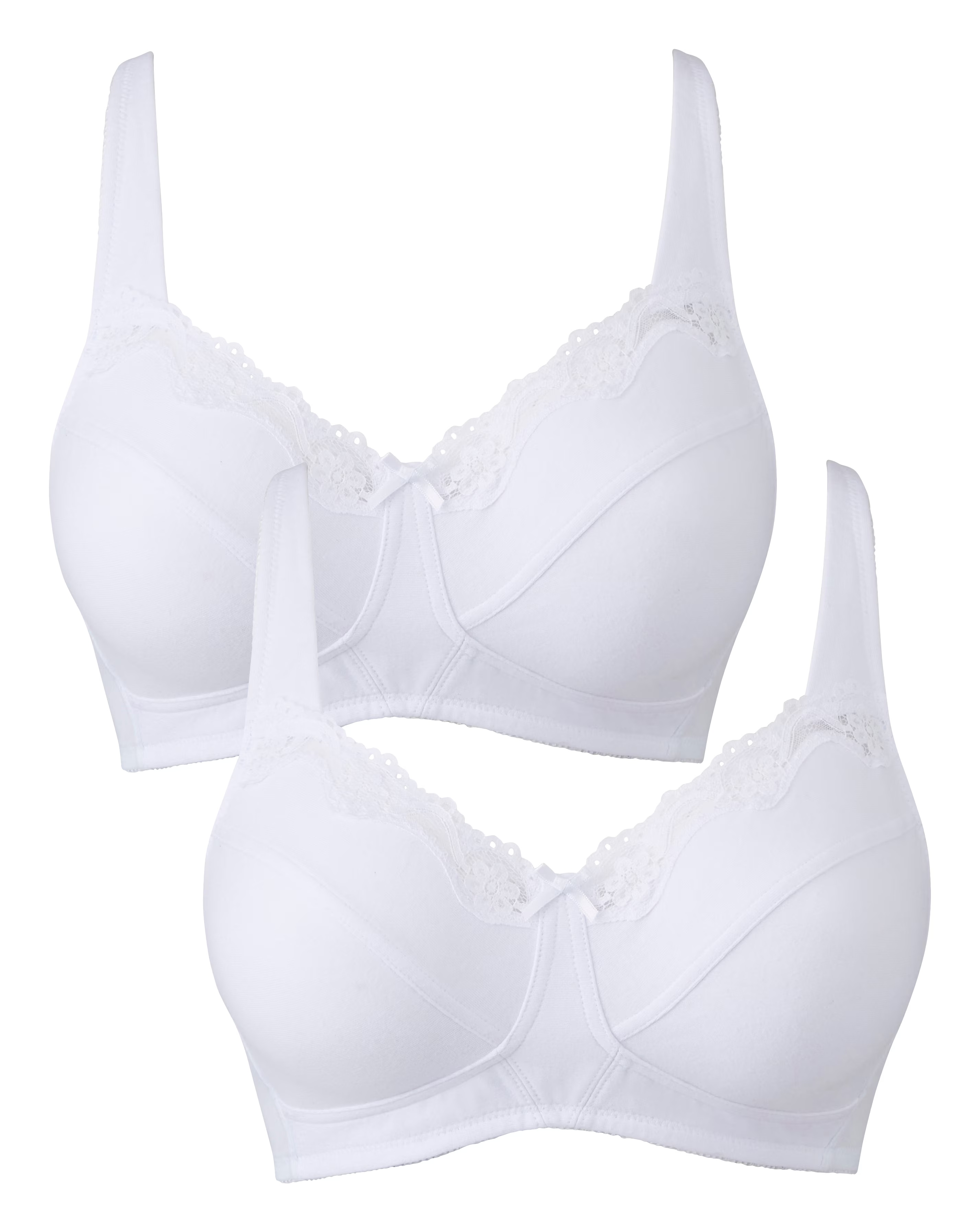 Pretty Secrets (2 Pack) Non Wired Cotton White Bras (B-G) White 1 77618-pretty-secrets-2-pack-non-wired-cotton-white-bras-b-g-white-1.jpg