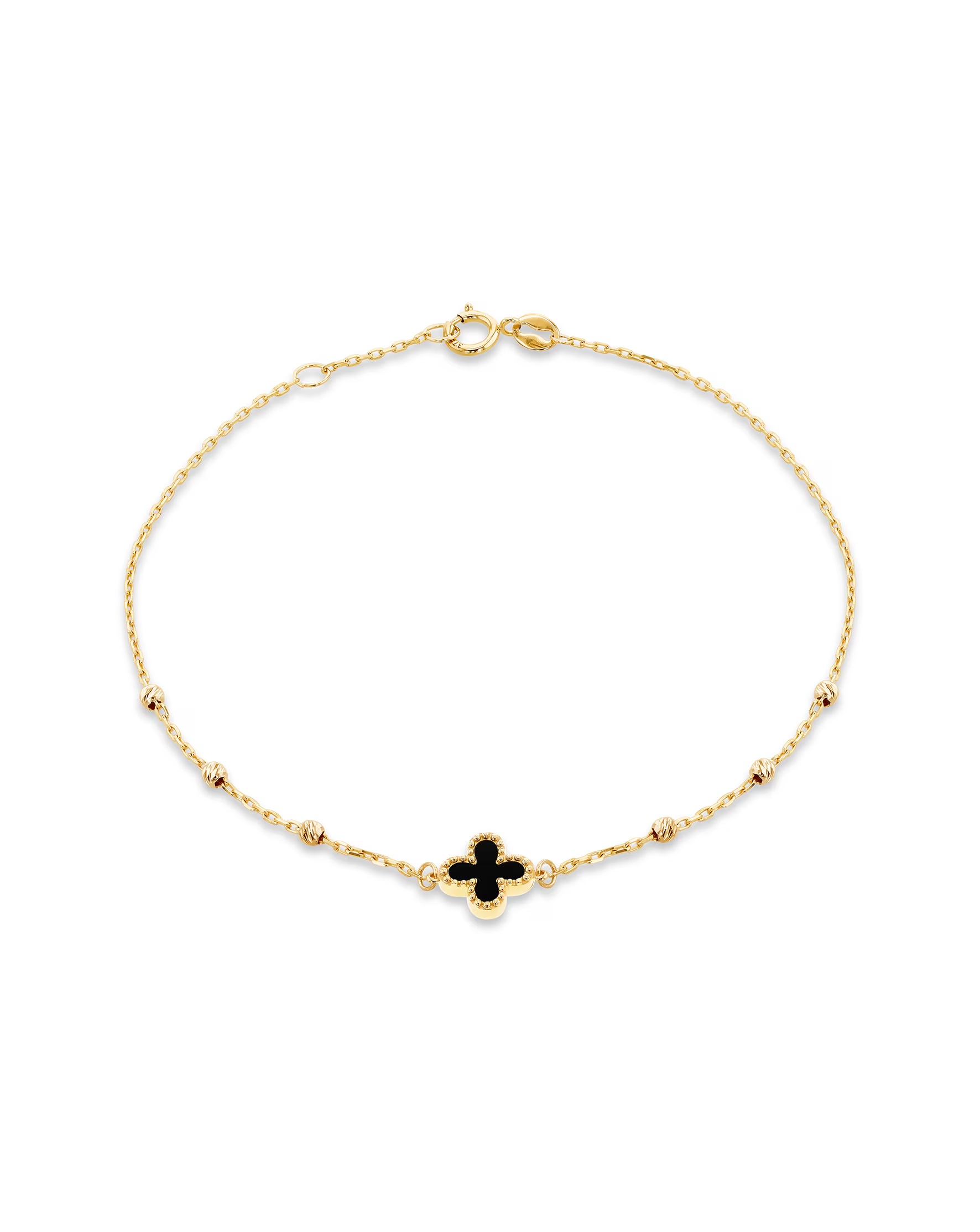9ct Yellow Gold Onyx Petal Bracelet