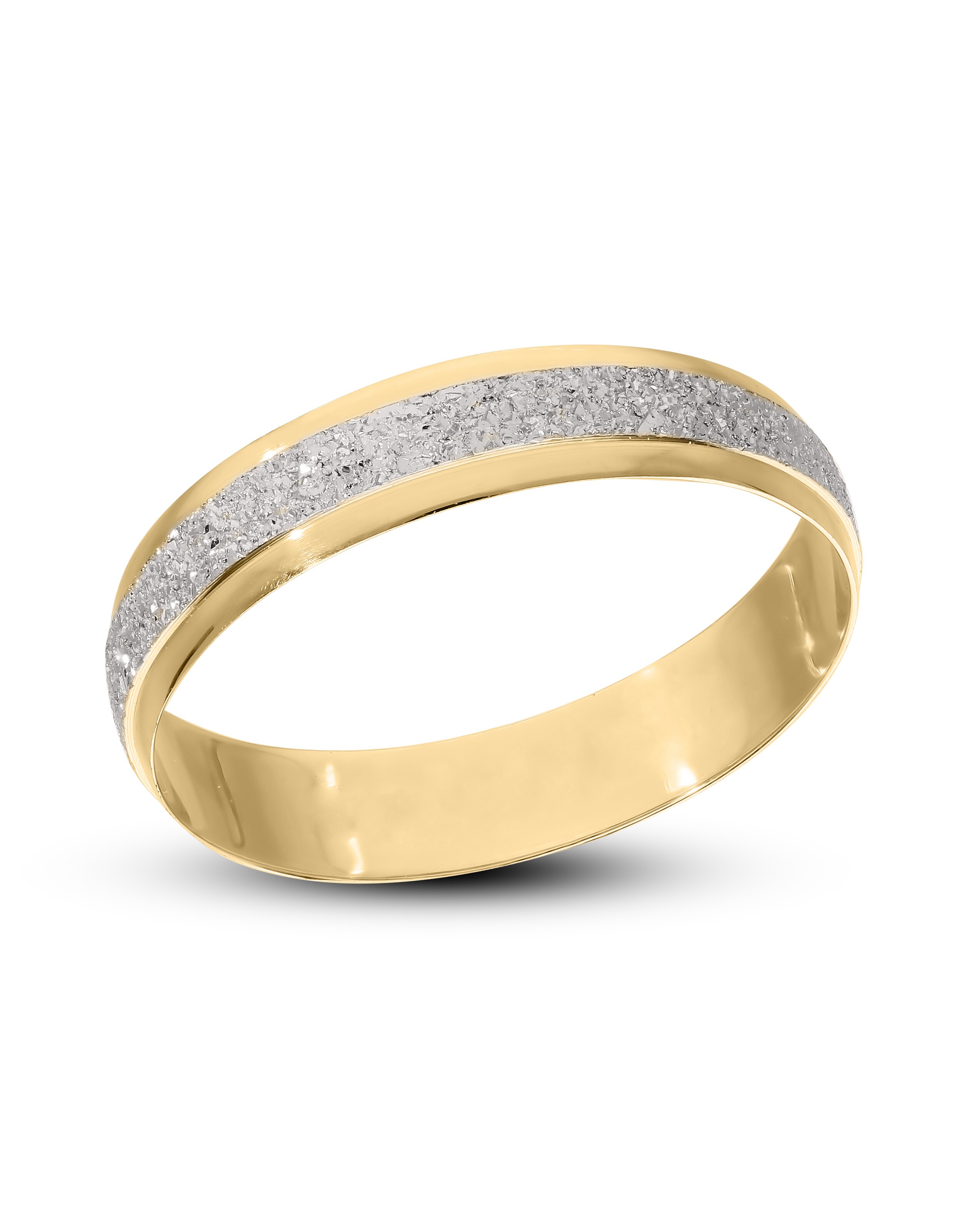 9 Carat Yellow Gold 2 tone Sparkle 4mm Wedding Ring