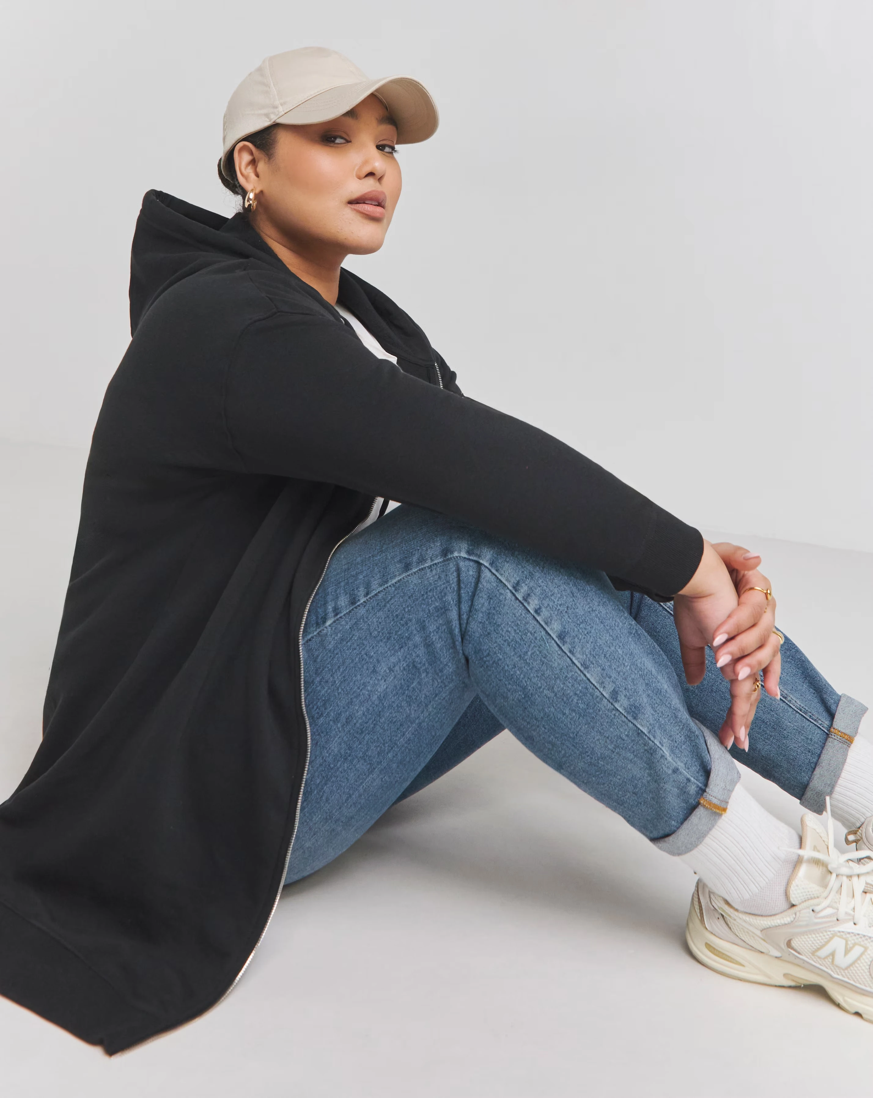 Basic Black Zip Through Longline Tunic Hoodie 1 78805-basic-black-zip-through-longline-tunic-hoodie-1.webp