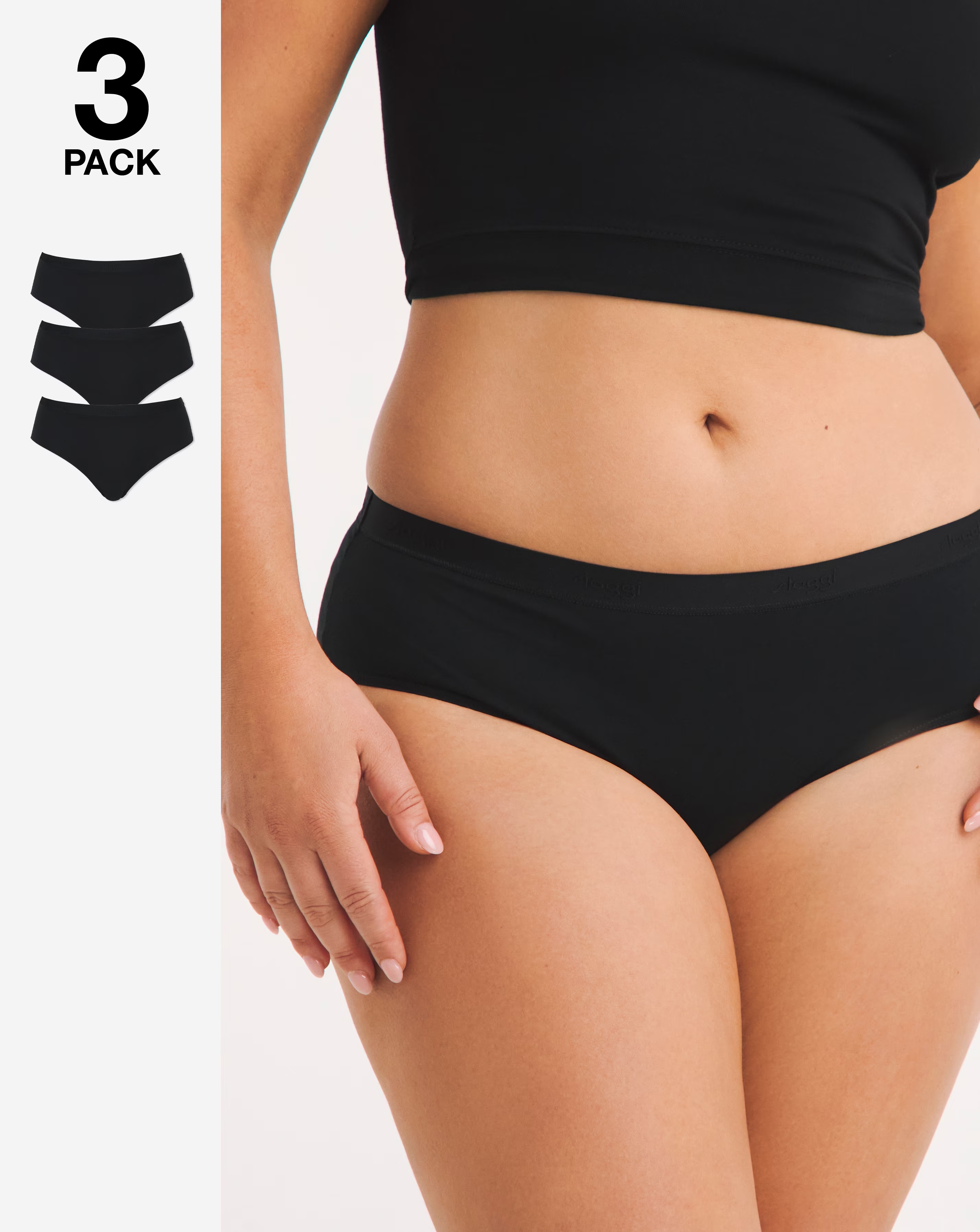 Sloggi (3 Pack) Go Casual Cotton Midi Knickers Black