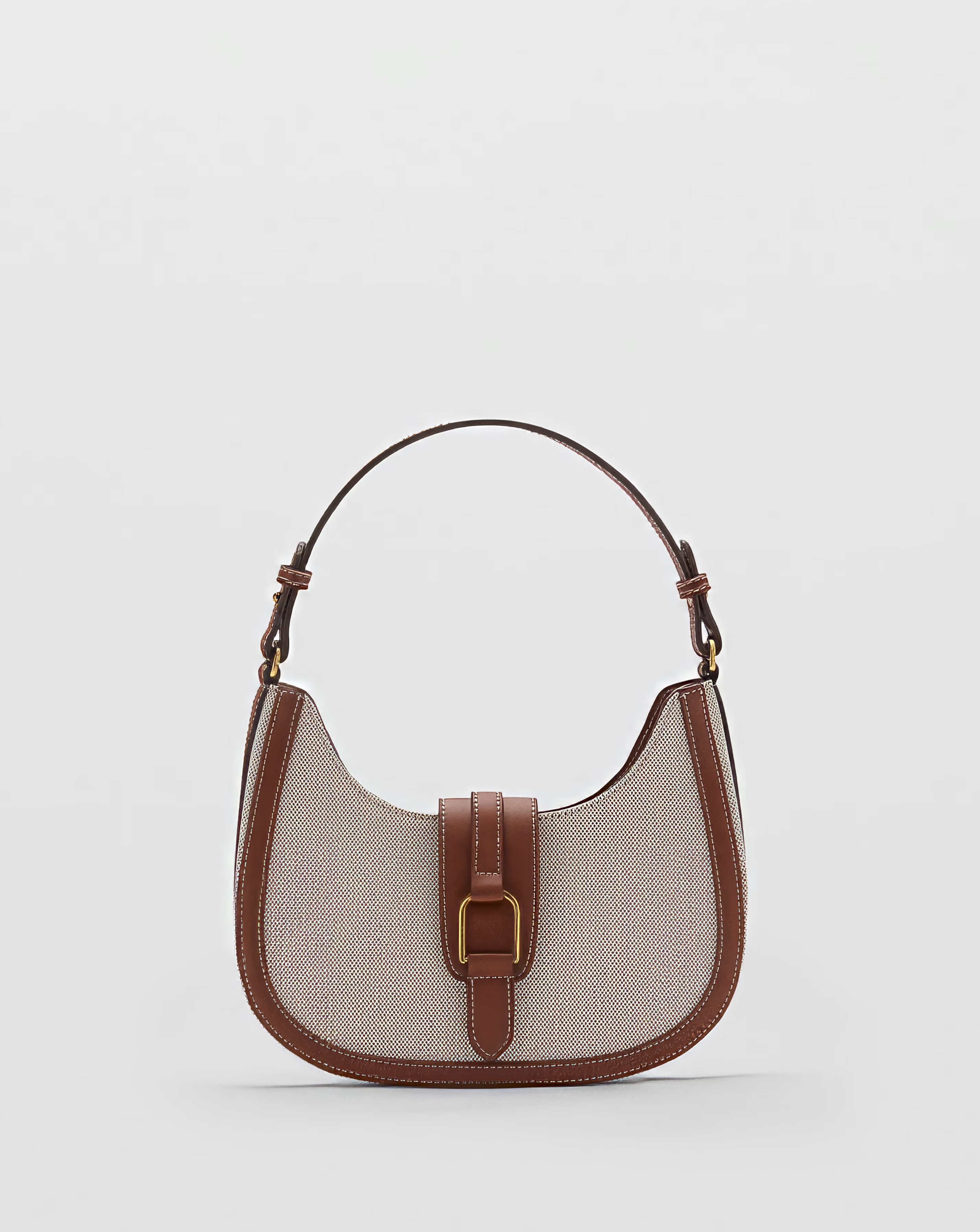 Mango Canvas & PU Shoulder Bag