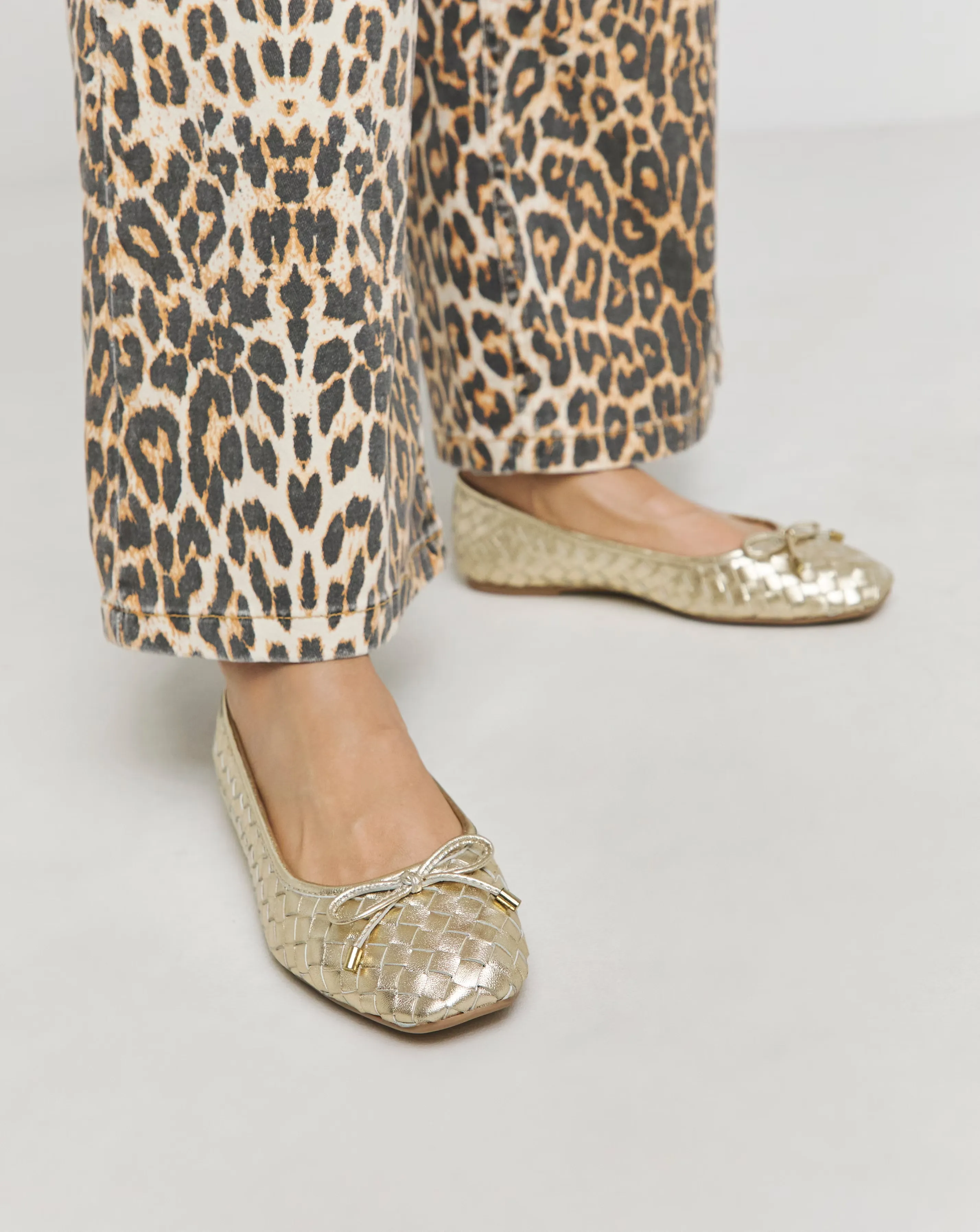 Monaco Woven Leather Ballerinas Wide E Fit