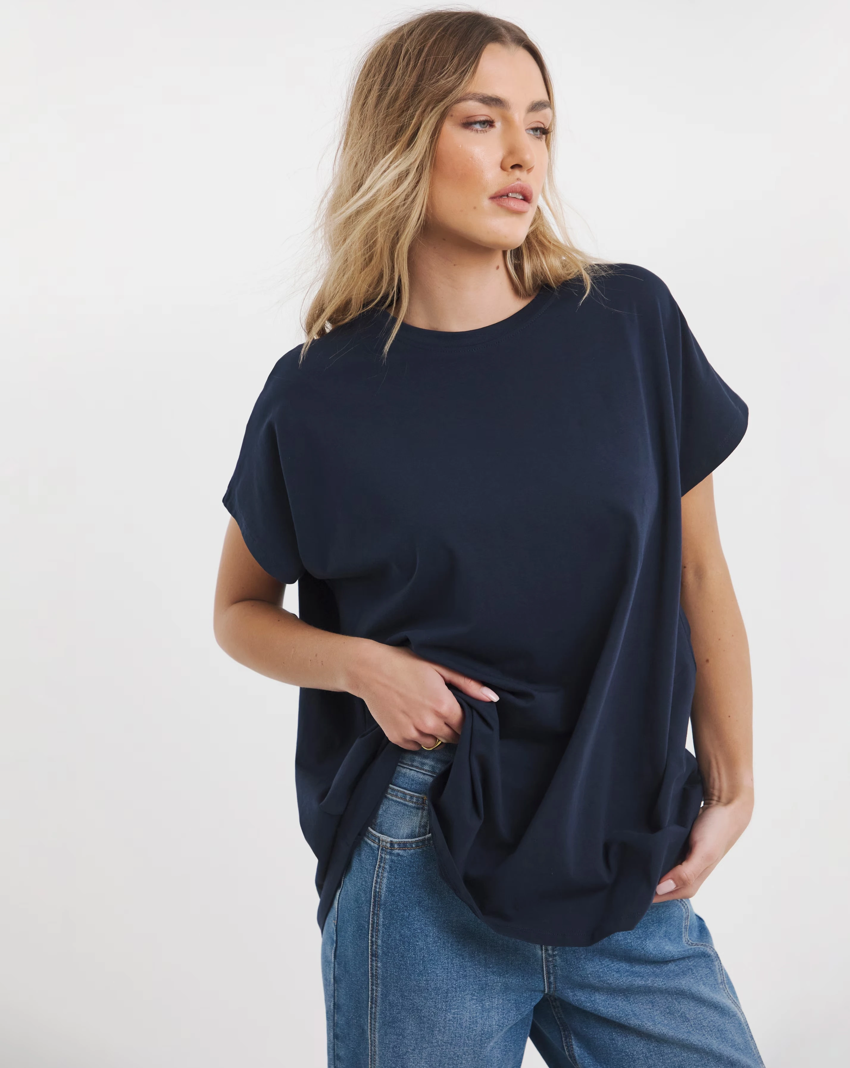 Navy Slouchy Dip Back T-Shirt 1 81374-navy-slouchy-dip-back-t-shirt-1.webp