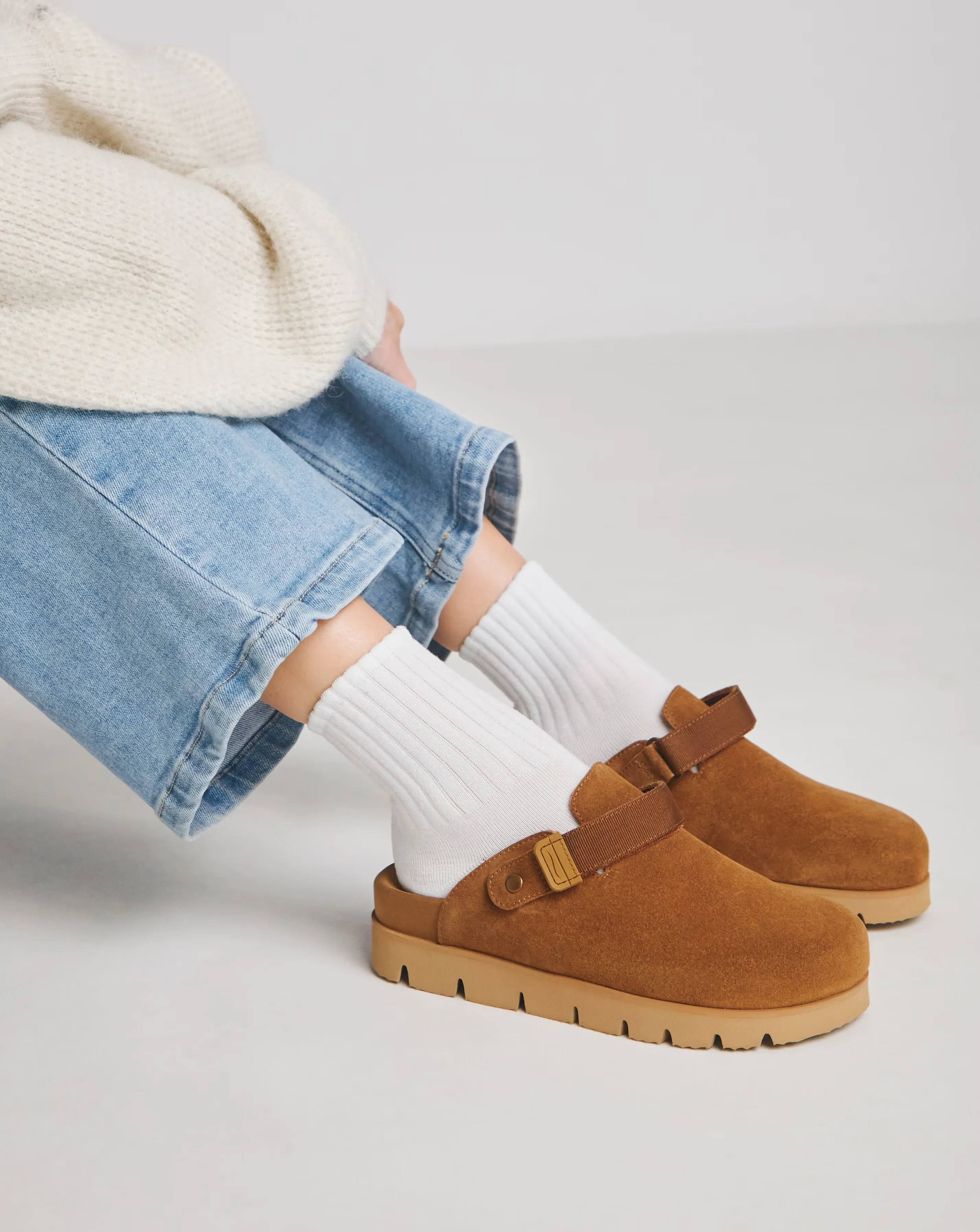 Austin Suede Chunky Closed Toe Mules - Extra Wide Fit (EEE)