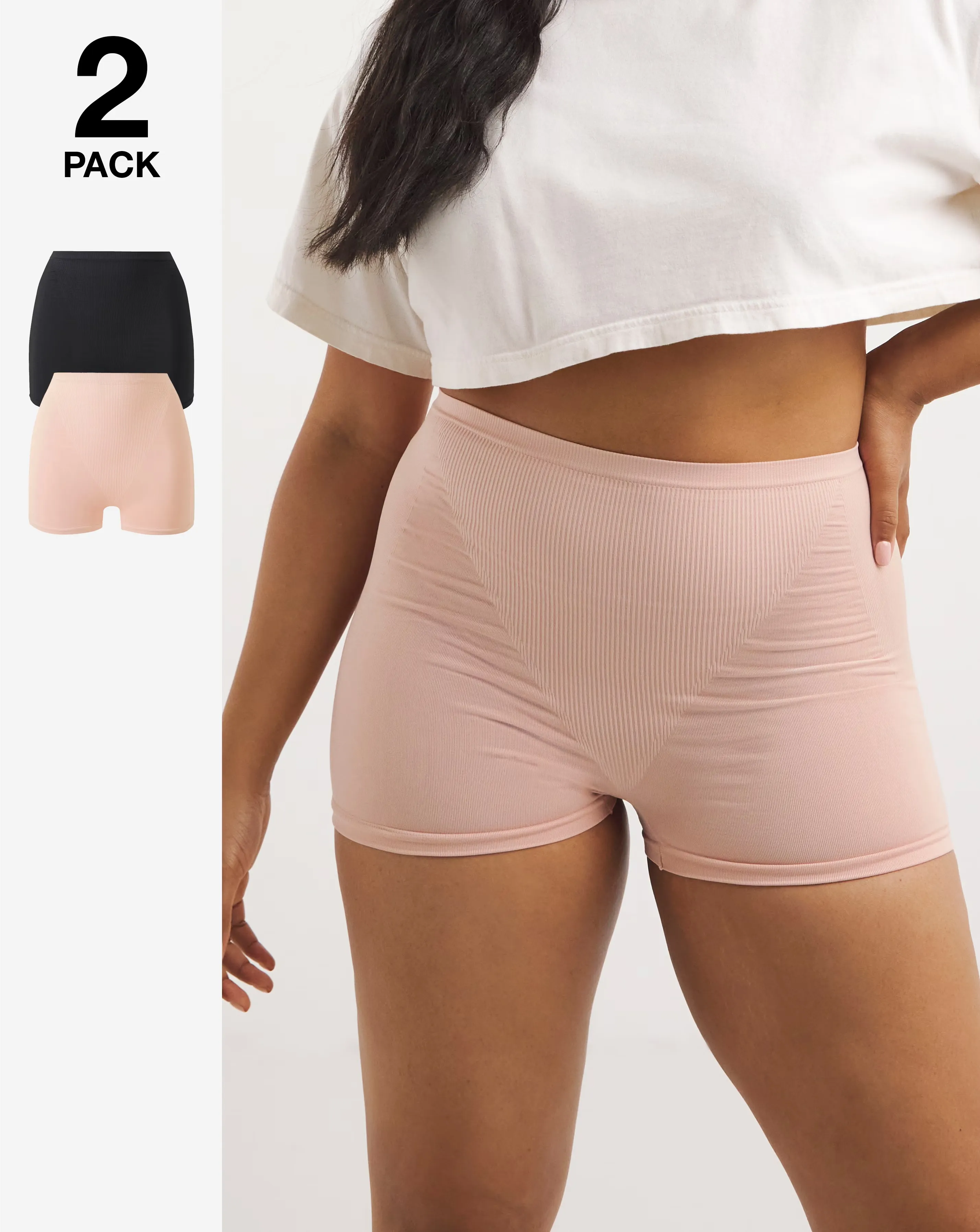 MAGISCULPT Medium Control (2 Pack) High Waisted Shorts Black/Blush