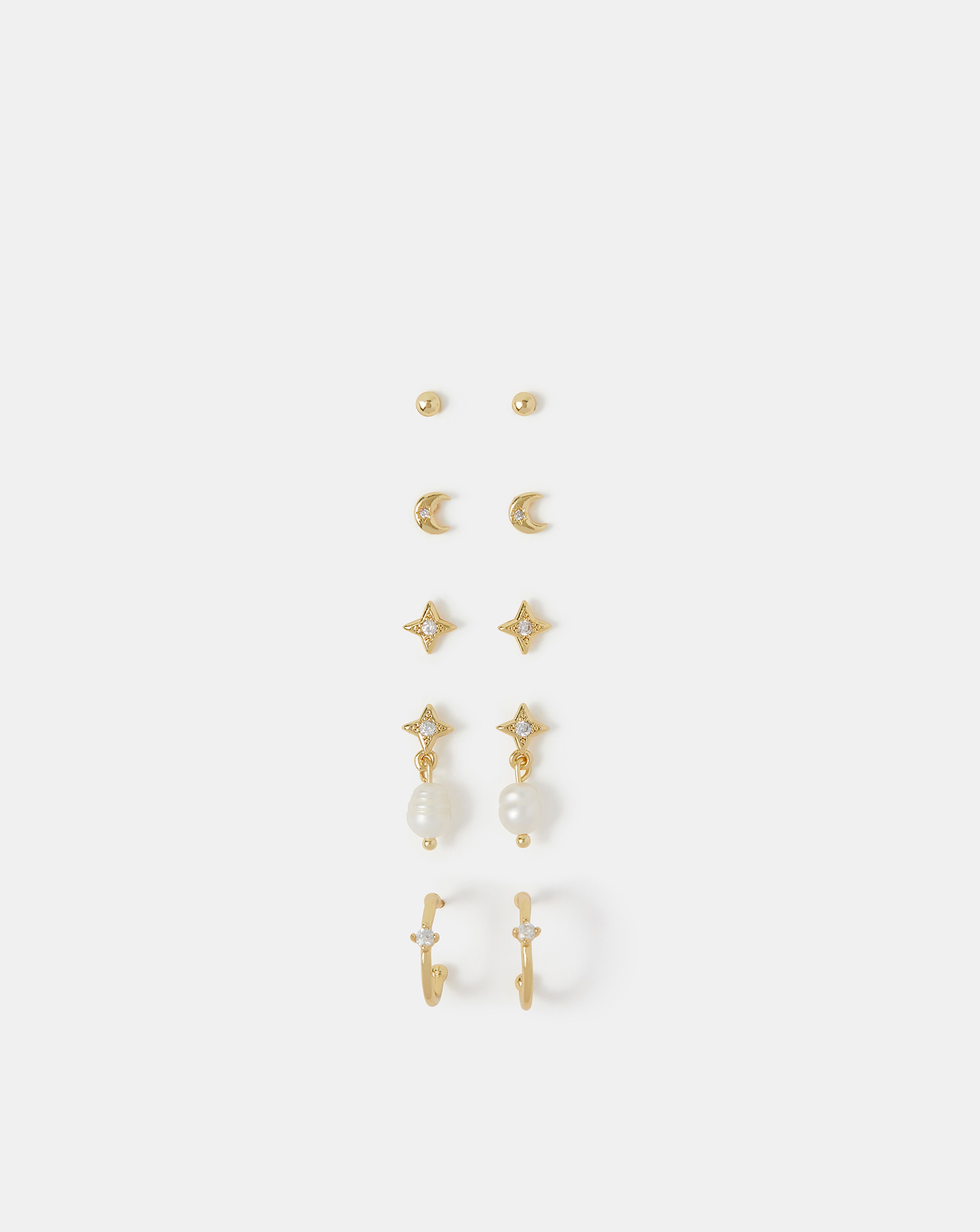 Accessorize 5-Pack 14ct Gold-Plated Earrings