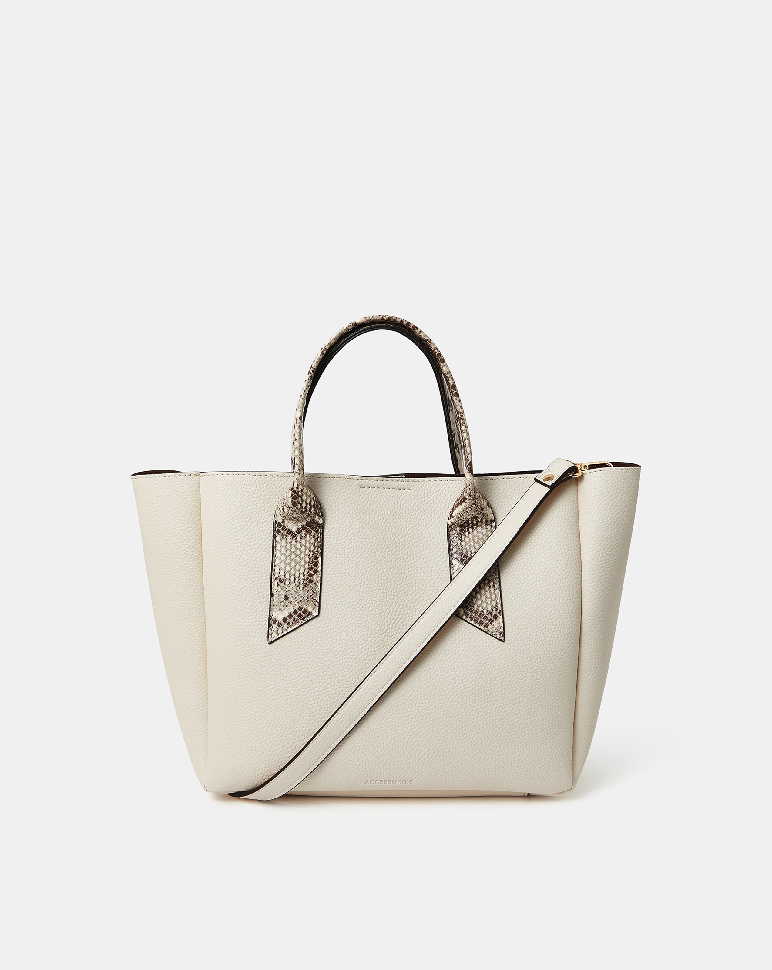 Accessorize Faux Snakeskin Handle Tote Bag