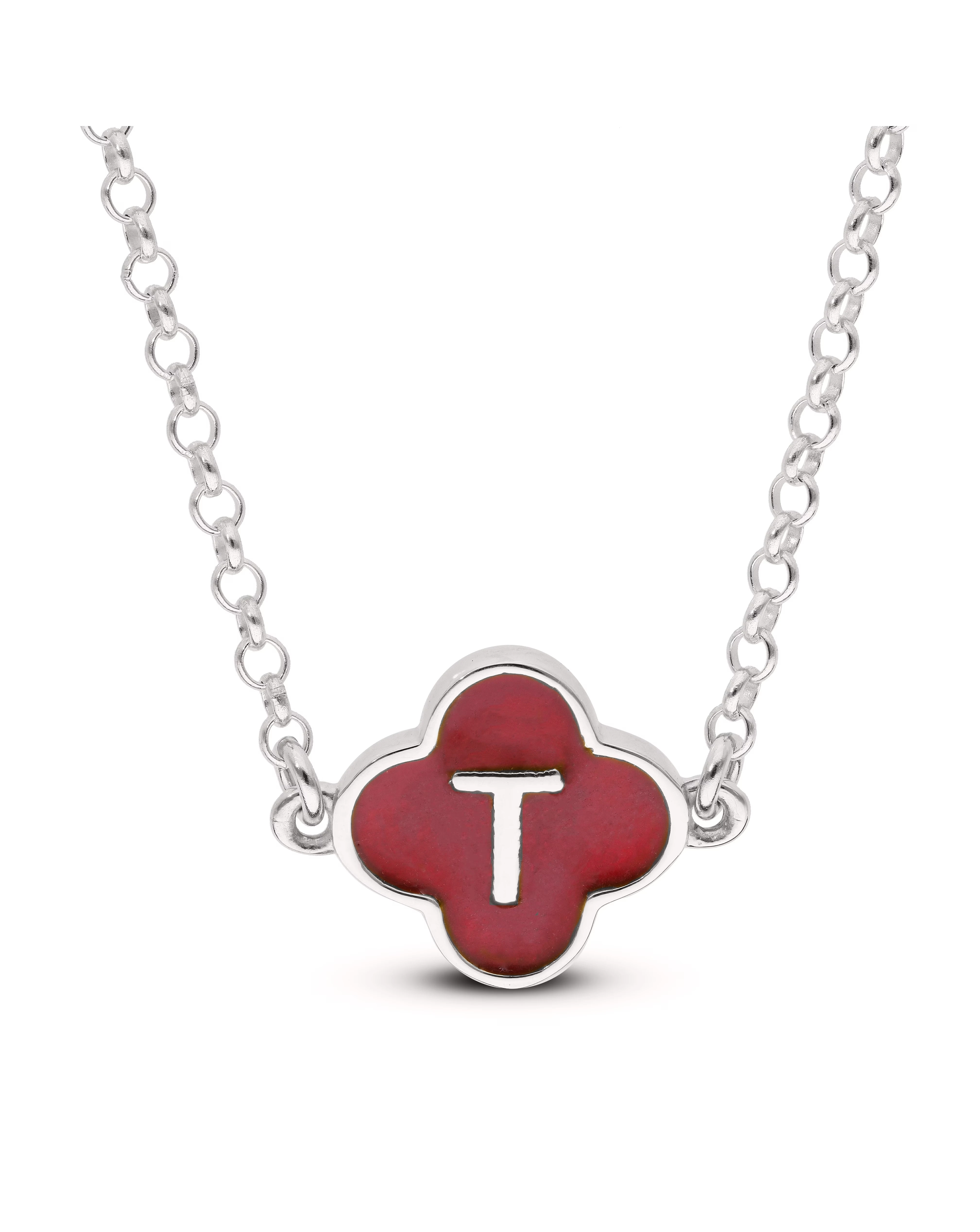 Sterling Silver Red Clover Initial Pendant 1 85875-sterling-silver-red-clover-initial-pendant-1.webp