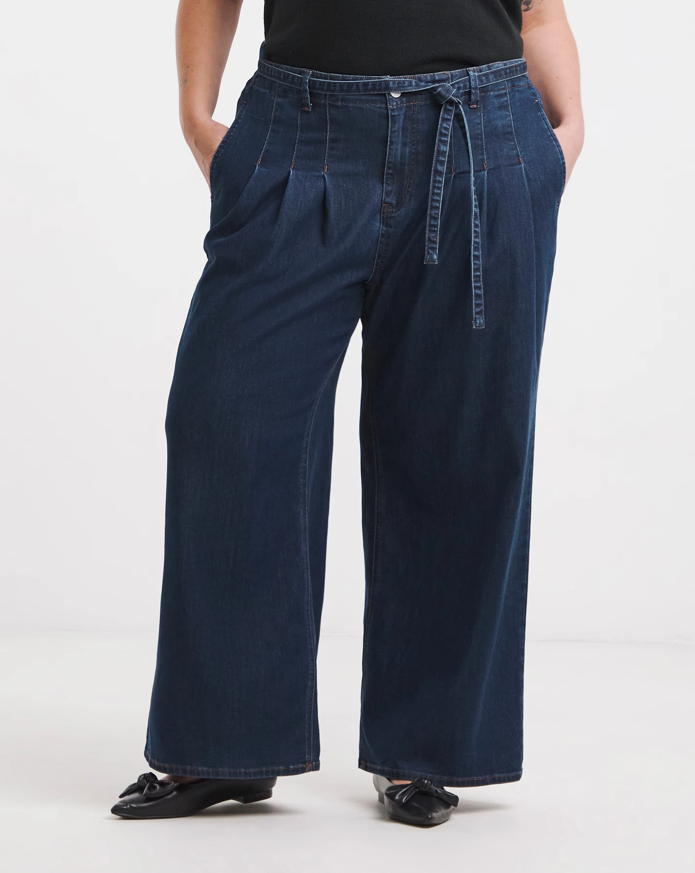Indigo Stretch High Rise Wide Leg Jeans