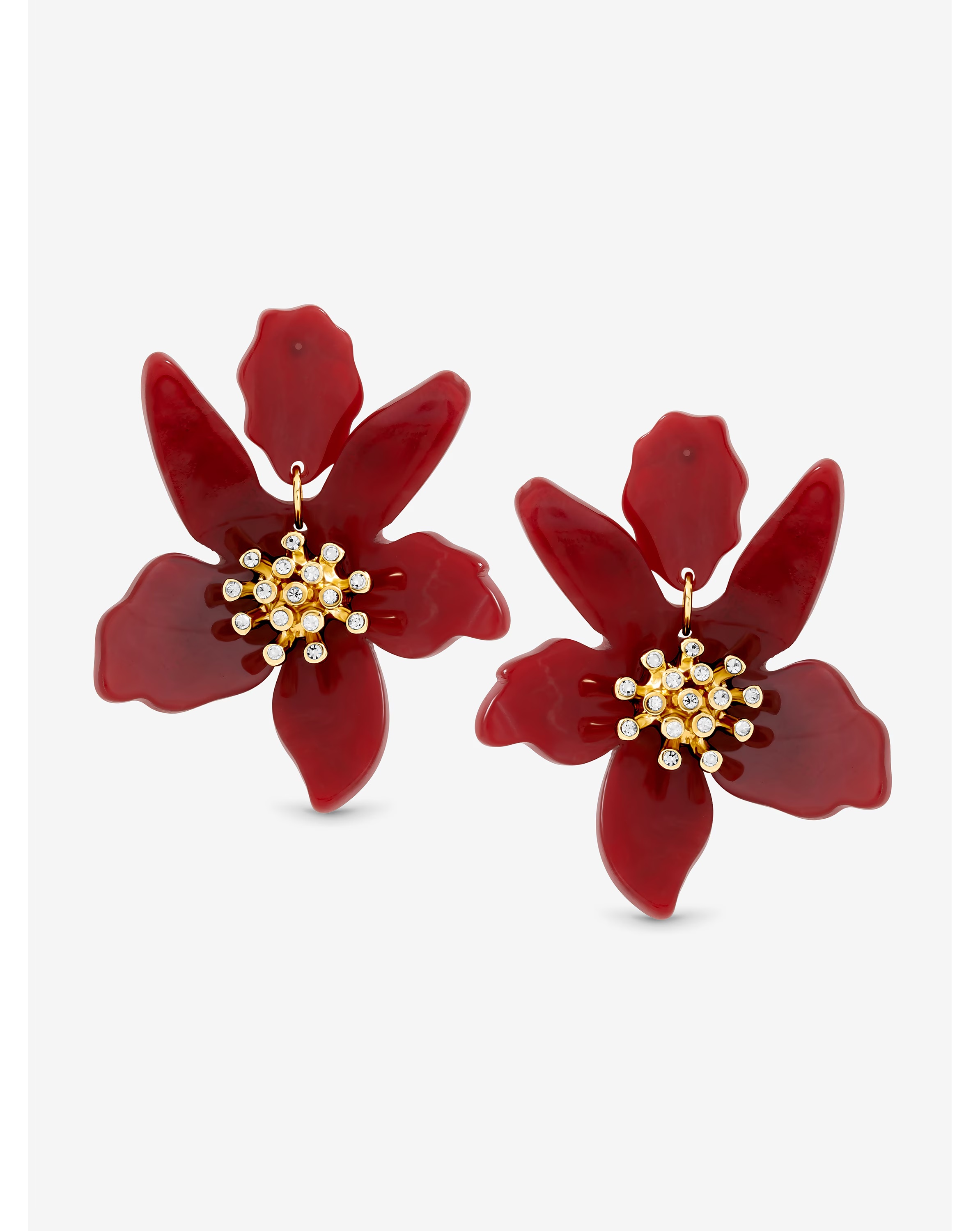 Mood Burgundy Resin Flower Statement Drop Earrings