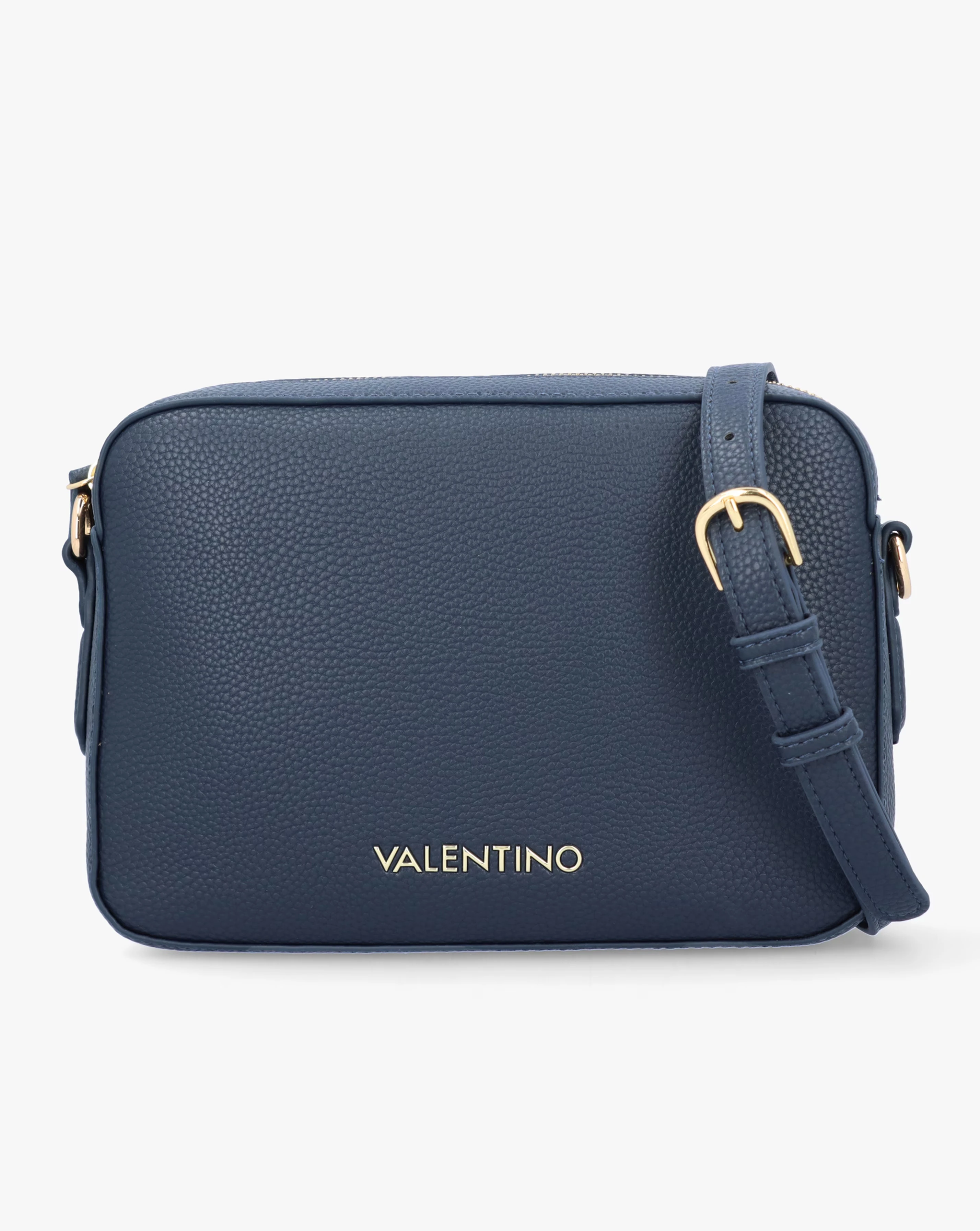Valentino Bags Brixton II Blue Pebbled Camera Bag