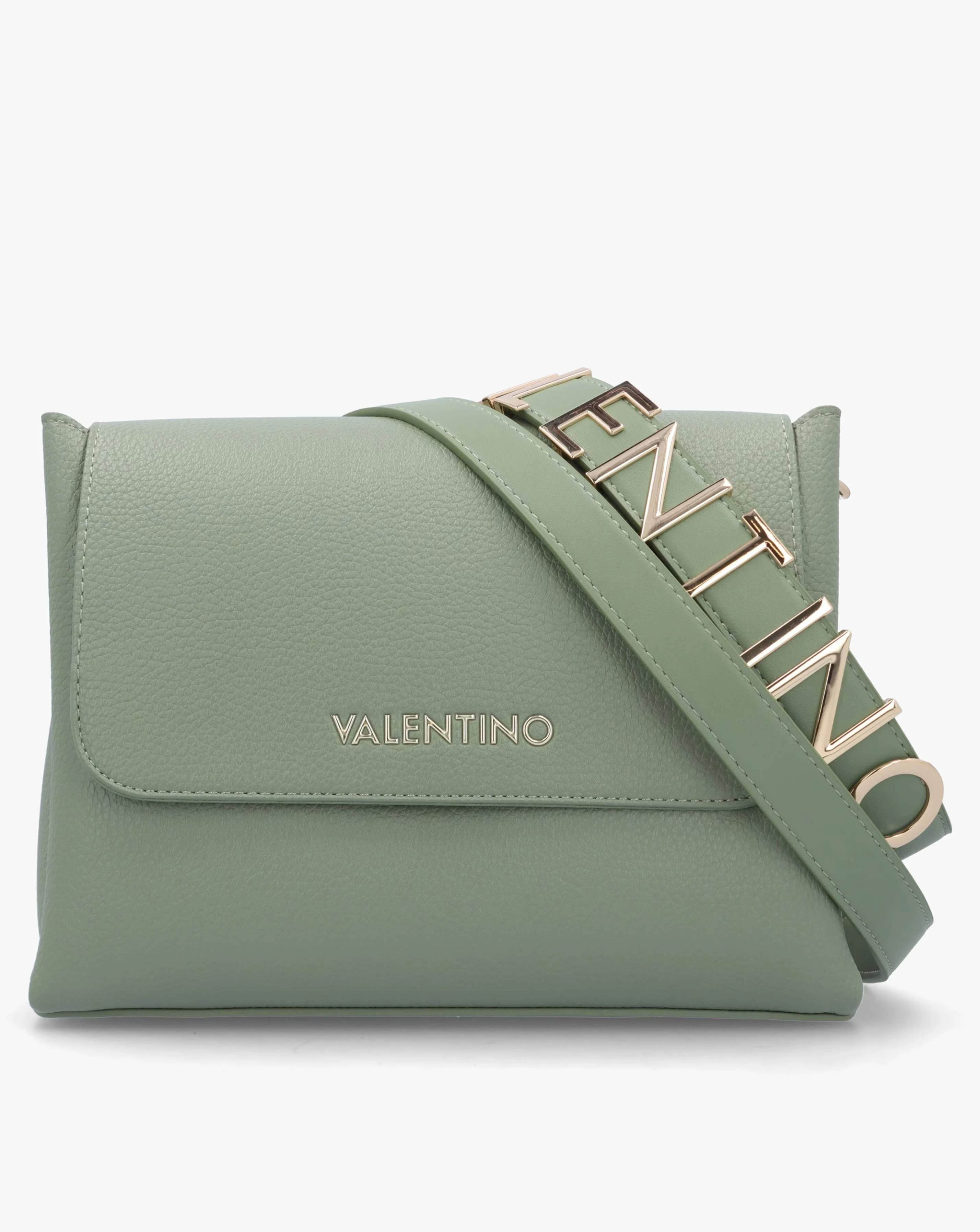Valentino Bags Alexia Grey Logo Strap Satchel Bag