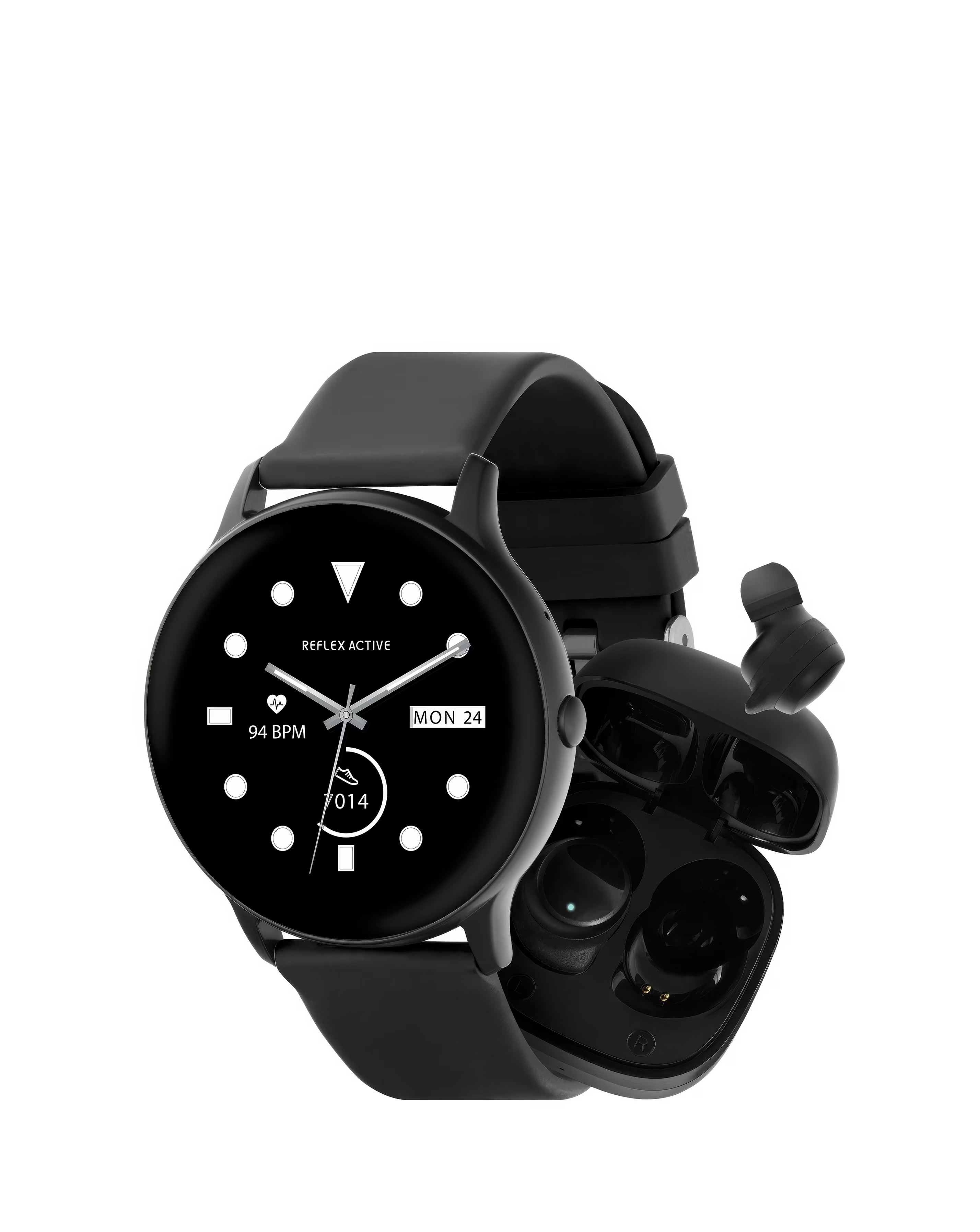 Reflex Active Series 36 Black Smart Watch and True Wireless Sound Earbud Set
