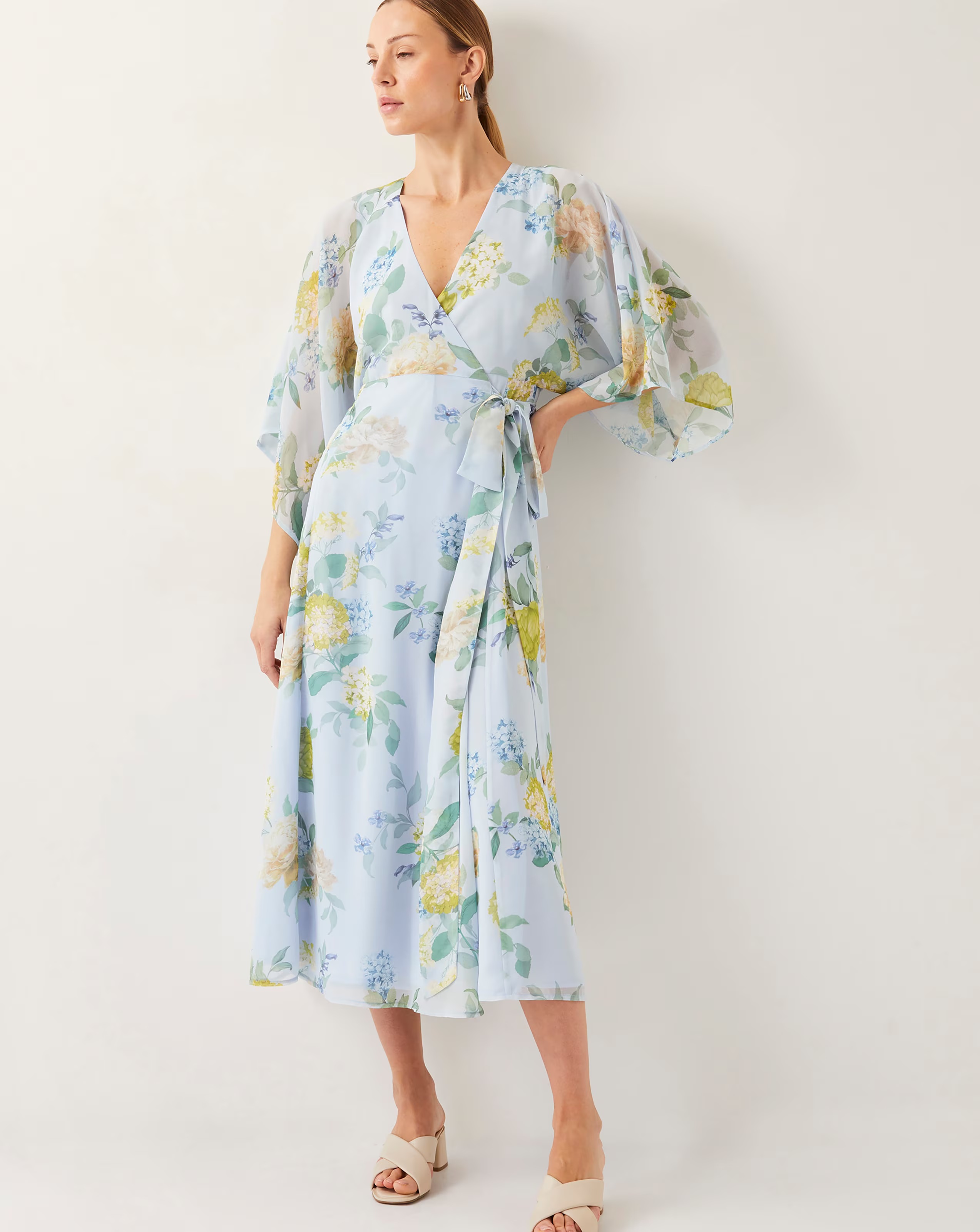 Monsoon Rowan Floral Wrap Midi Dress