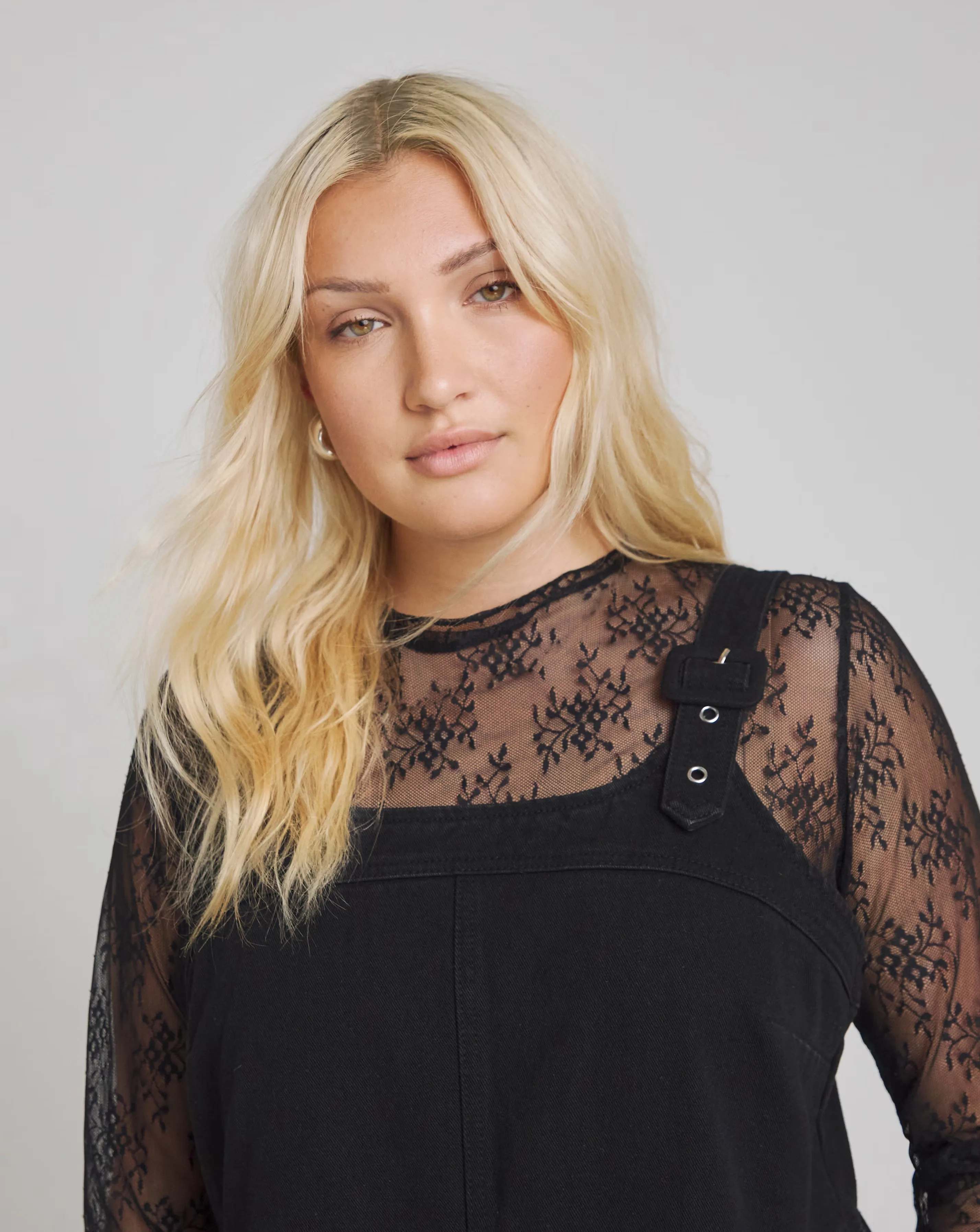 Black Covered Buckle Denim Dungaree Midaxi Dress
