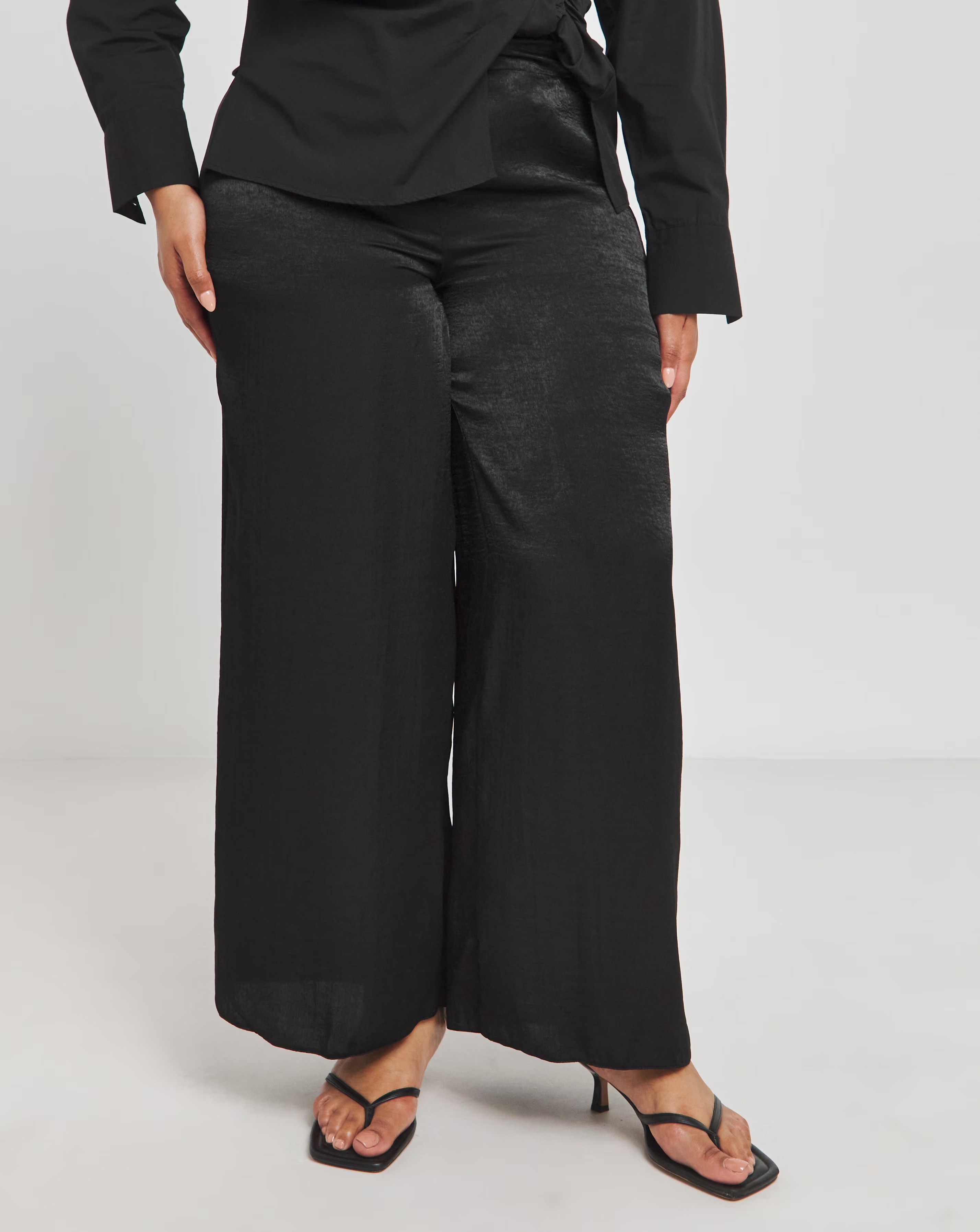 Velvet Satin Wide Leg Trouser