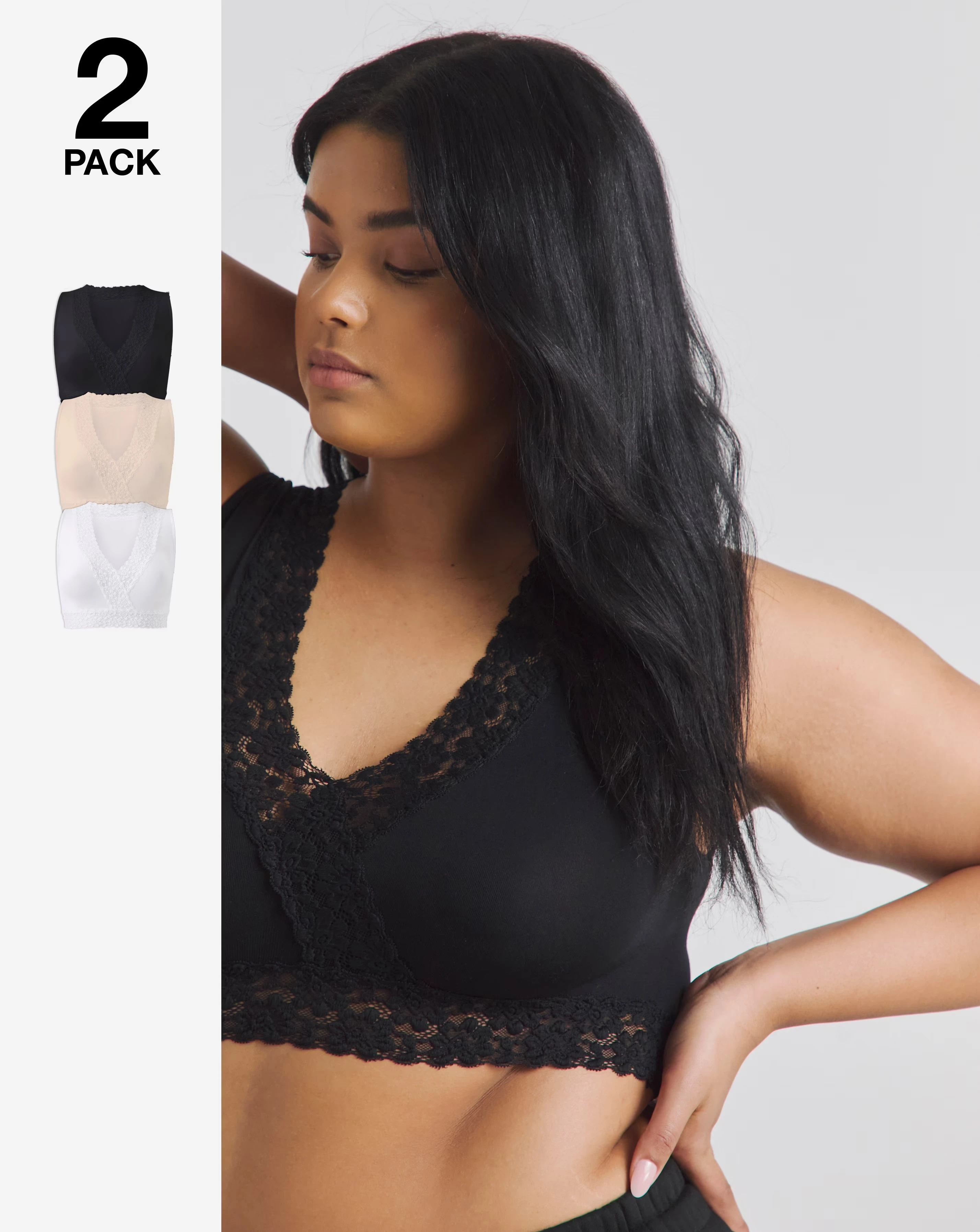 Pretty Secrets (3 Pack) Lace Trim Comfort Tops (Fits Up To D) Black/Blush/White 1 88677-pretty-secrets-3-pack-lace-trim-comfort-tops-fits-up-to-d-black-blush-white-1.webp