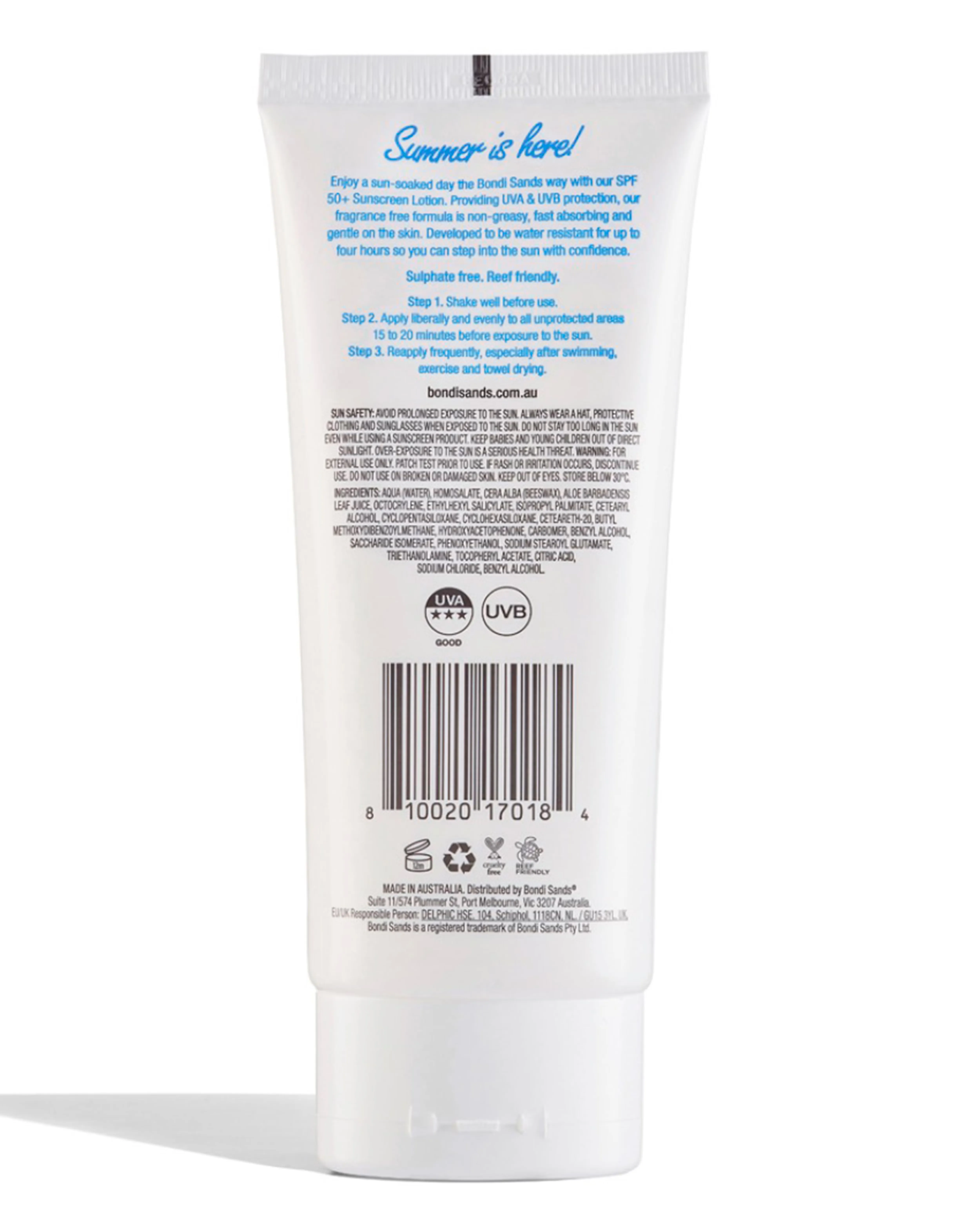 Bondi Sands Sunscreen Lotion SPF50+ - Fragrance Free 150ml