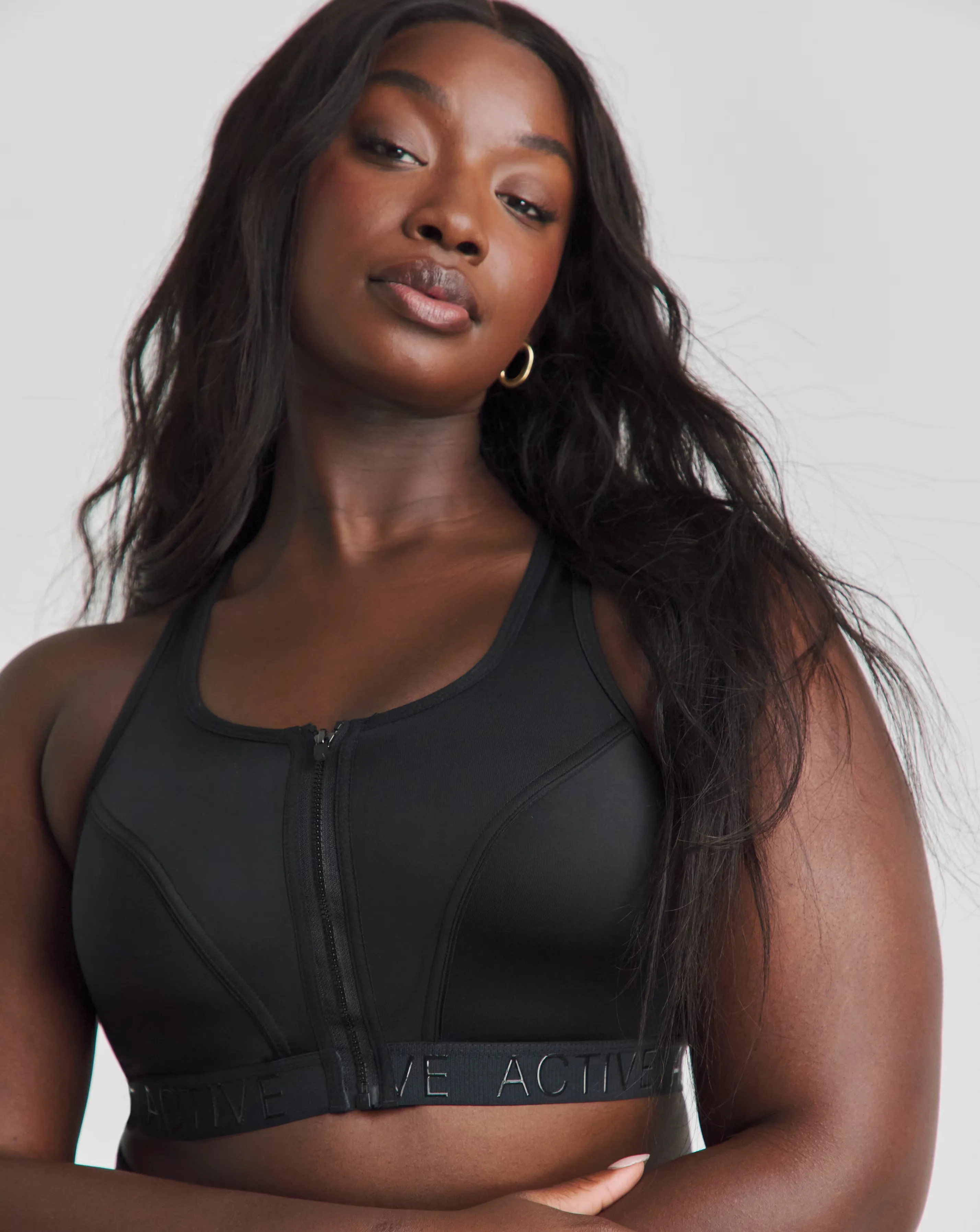 Pretty Secrets High Impact Zip Front Fastening Sports Bra B-F - Black