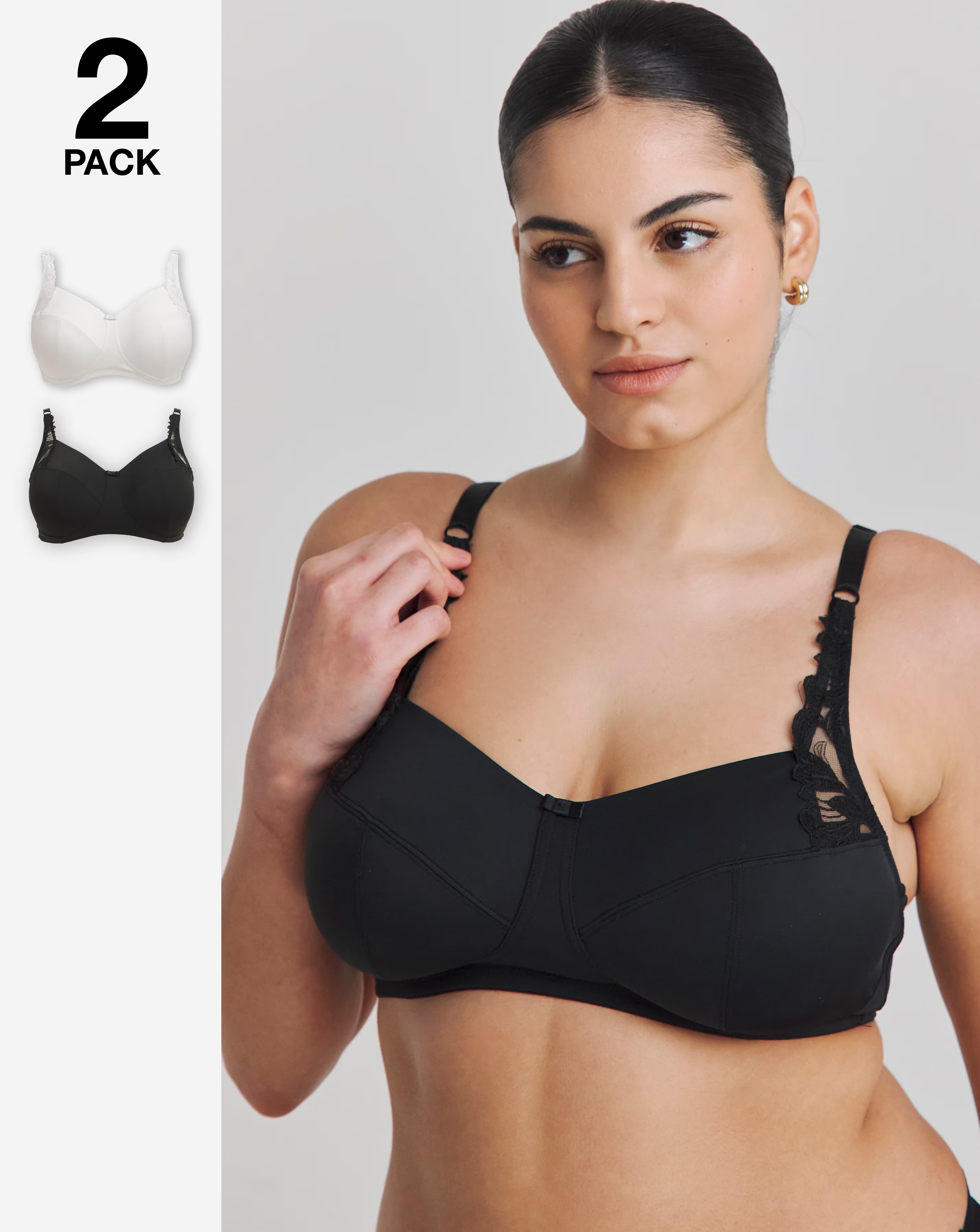 Pretty Secrets (2 Pack) Flora Non Wired Bras (B-F) Black/White 1 91595-pretty-secrets-2-pack-flora-non-wired-bras-b-f-black-white-1.jpg