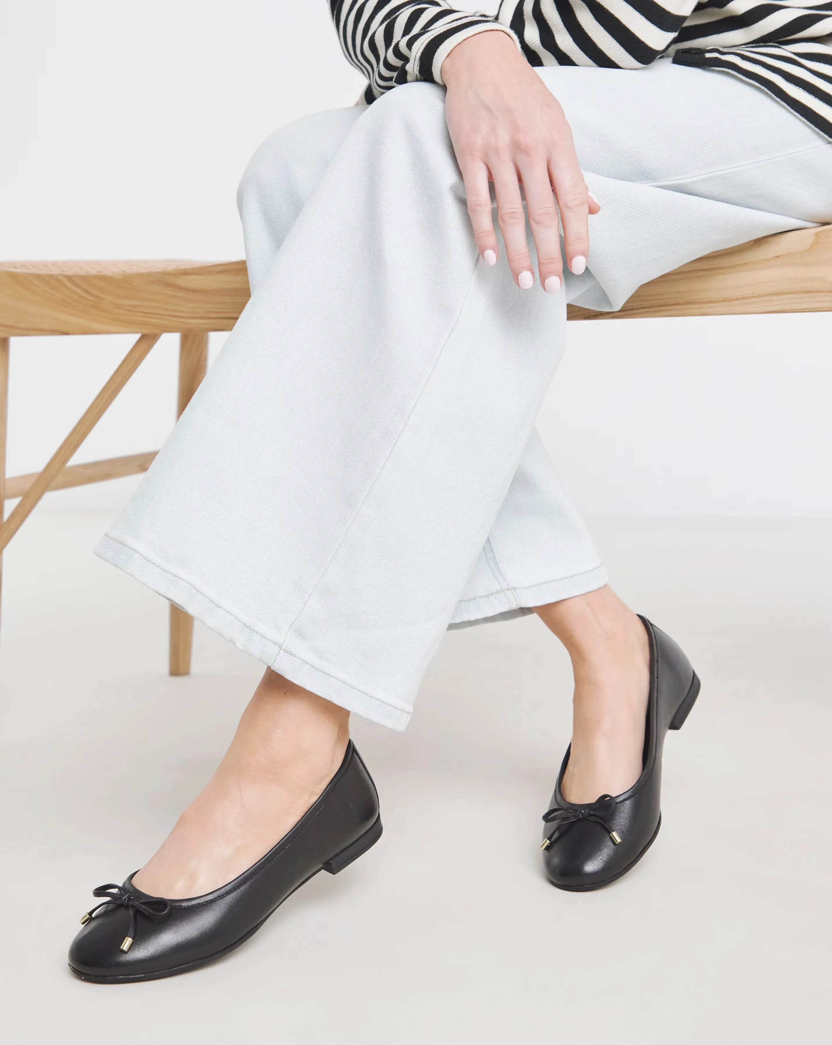 Pine Classic Leather Ballerinas - Wide Fit (E)