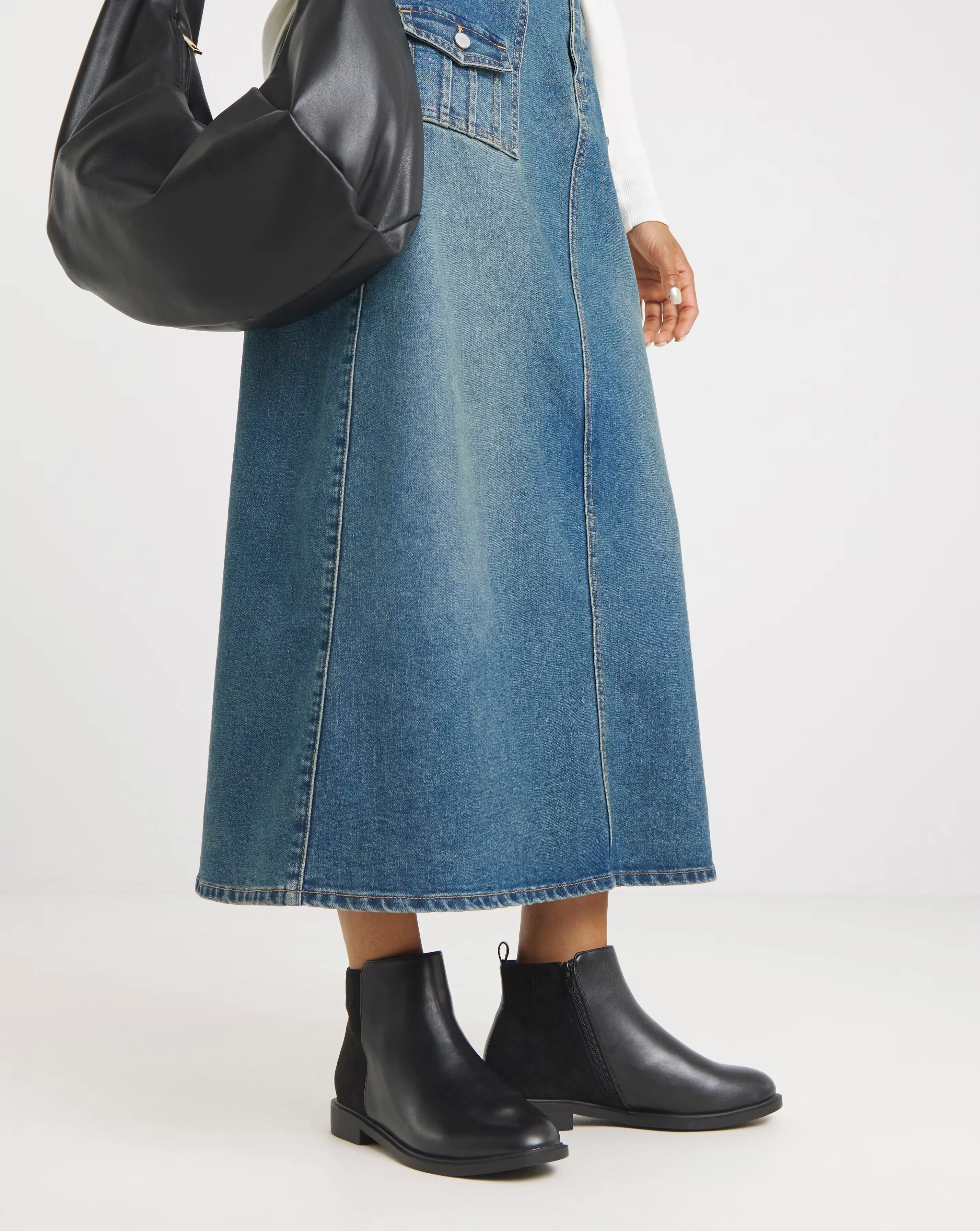 Ruth Classic Mixed Material Ankle Boots - Wide Fit (E)