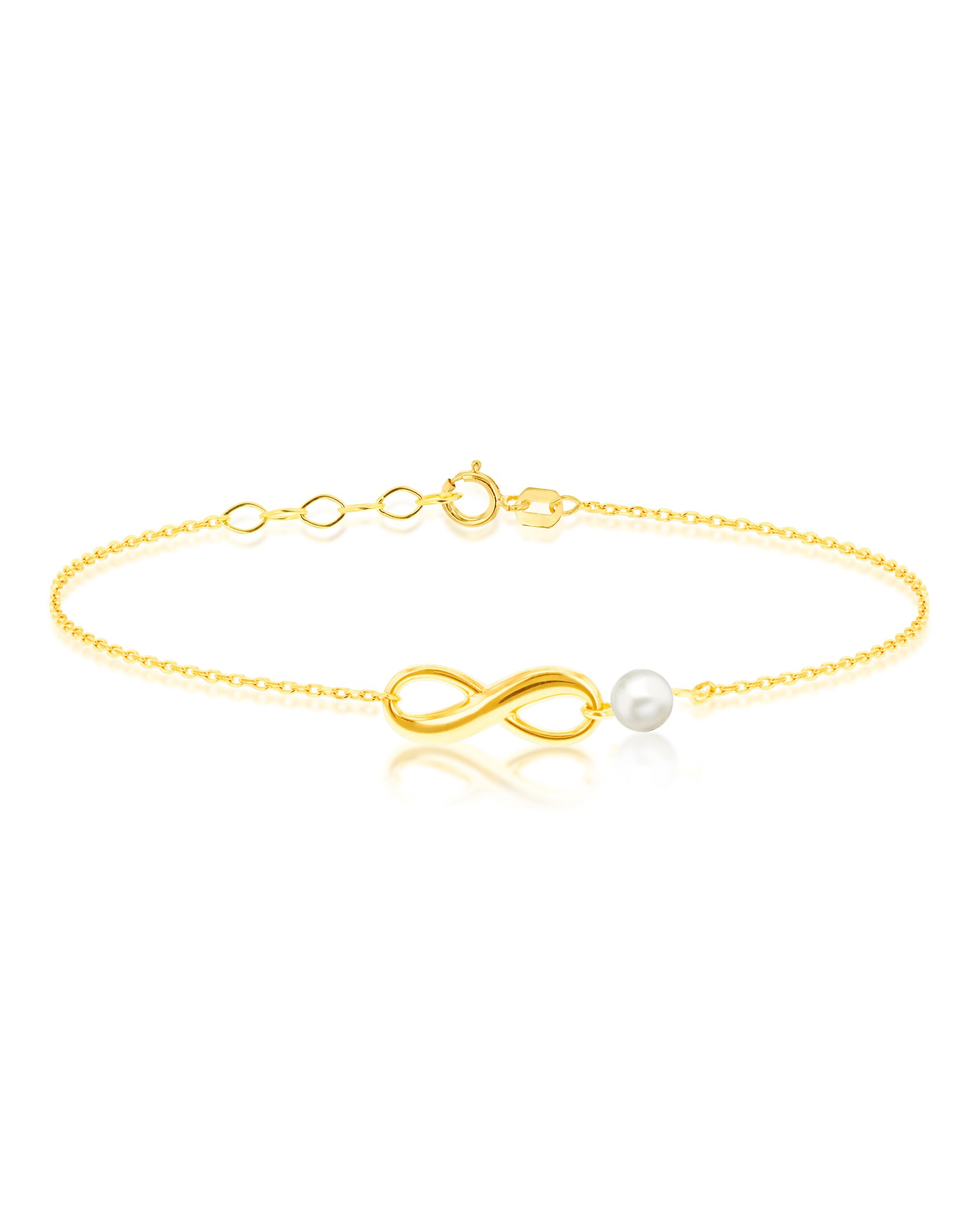 9CT Gold Infinity Bracelet With Pearl