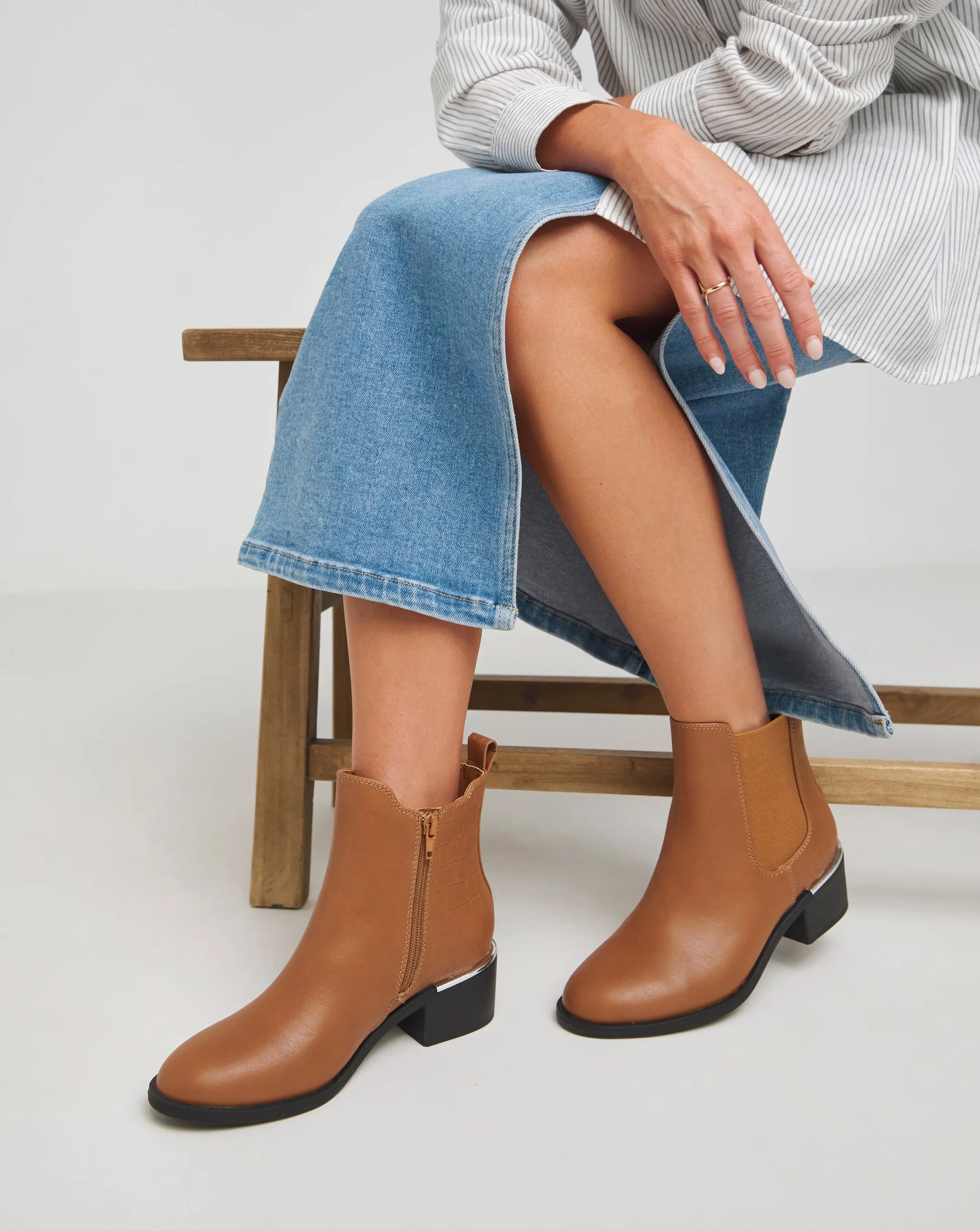 Heavenly Soles Danica Heeled Chelsea Boots Extra Wide EEE Fit